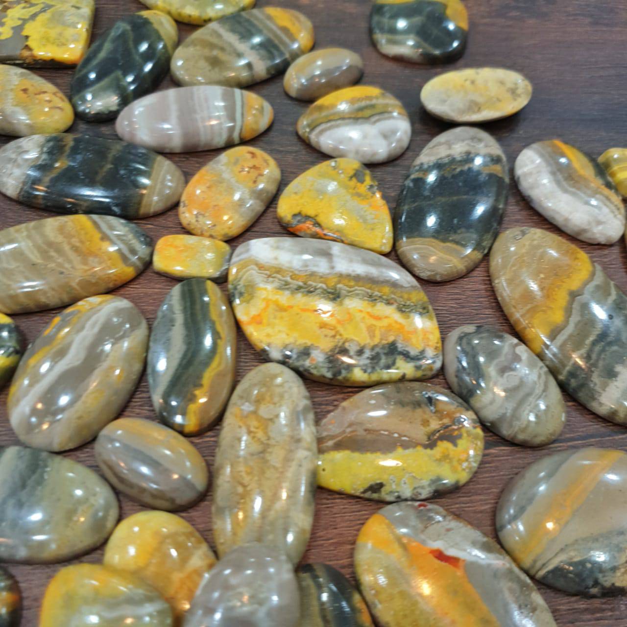 10 Pcs Bumblebee Jasper Cabochons | 25-35mm sizes - The LabradoriteKing