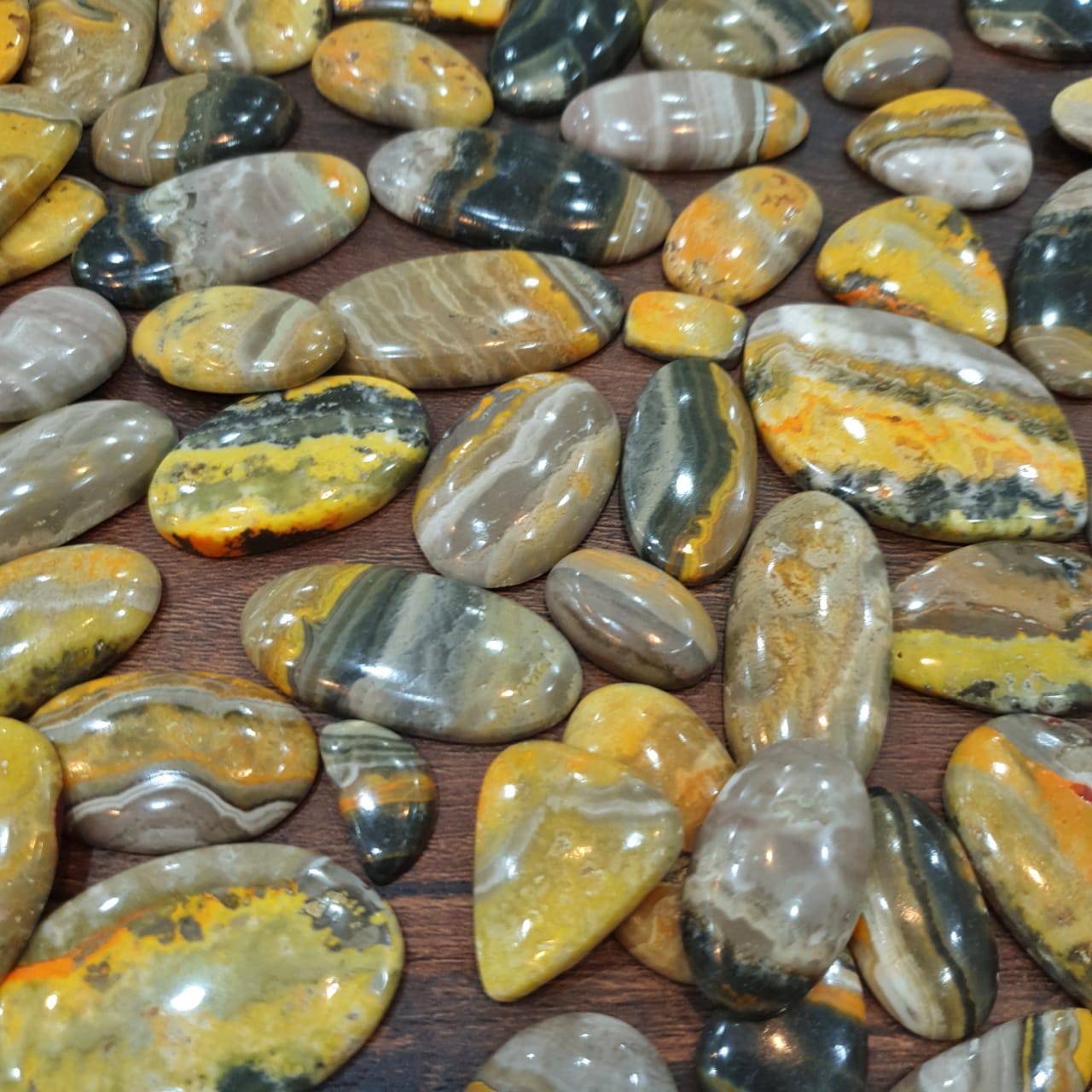 10 Pcs Bumblebee Jasper Cabochons | 25-35mm sizes - The LabradoriteKing