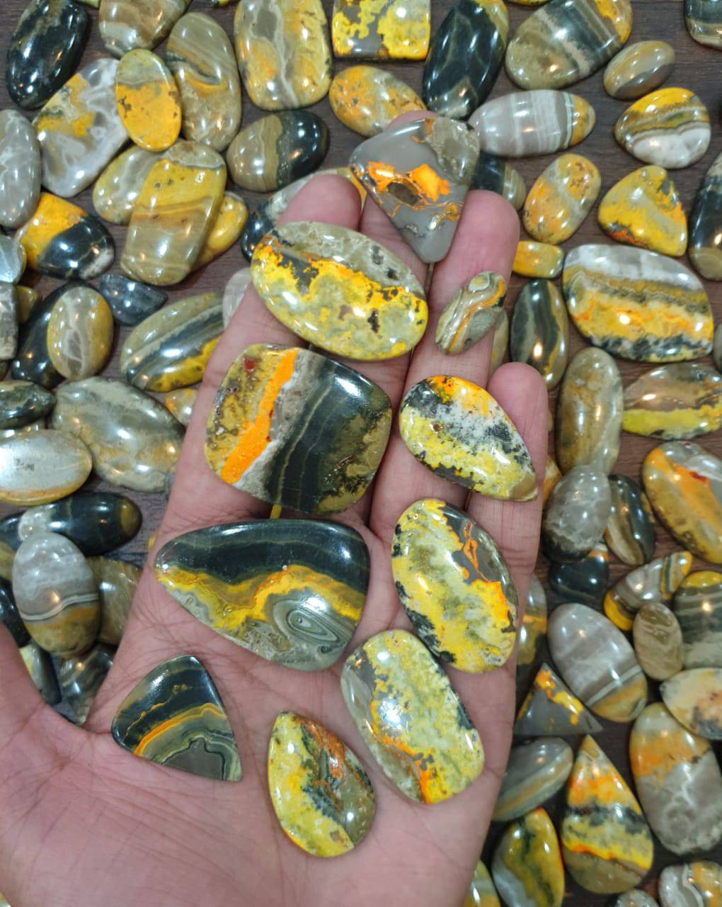 10 Pcs Bumblebee Jasper Cabochons | 25-35mm sizes - The LabradoriteKing