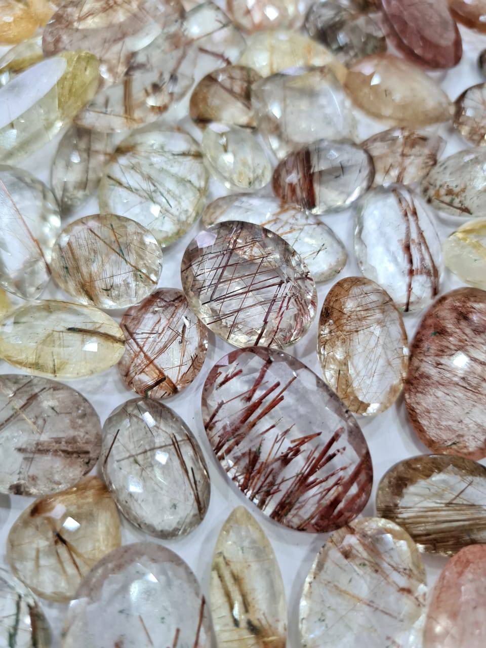 10 Pcs Faceted Rutilated Quartz   | TOP Quality 10-20mm - The LabradoriteKing