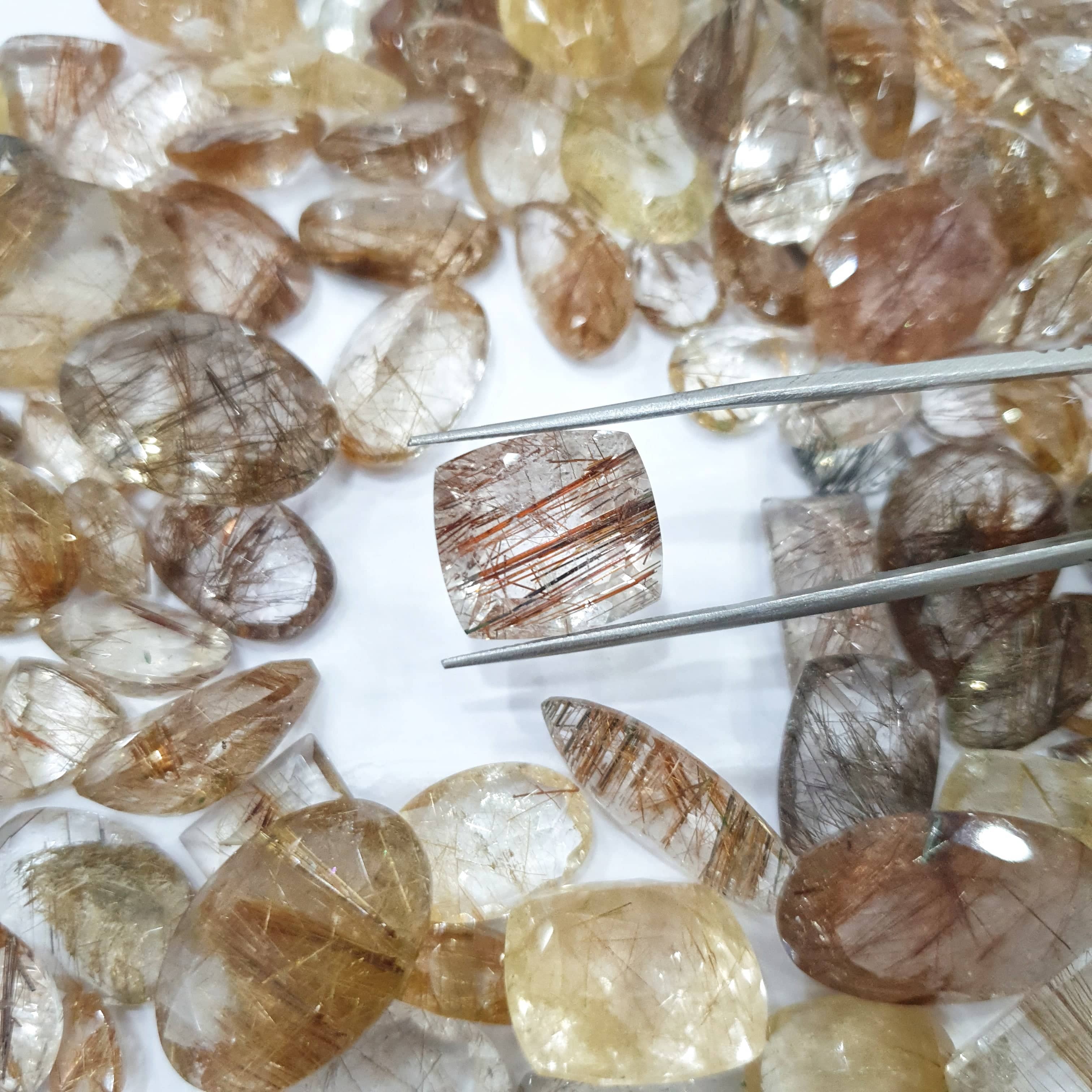 10 Pcs Faceted Rutilated Quartz   | TOP Quality 10-20mm - The LabradoriteKing