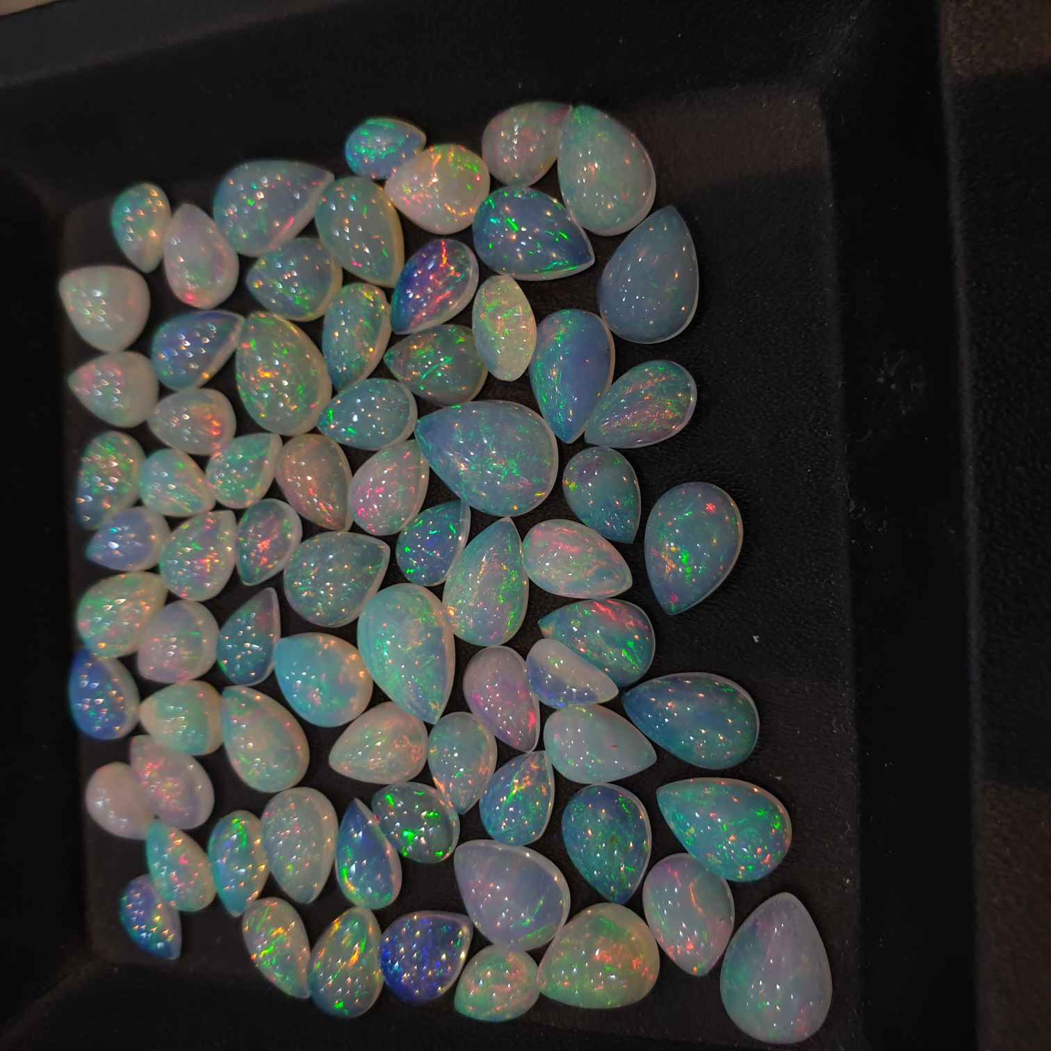 10 Pcs Fire Opal Cabochon Teardrops 7-11 mm Ethiopian Mine Top Flash - The LabradoriteKing