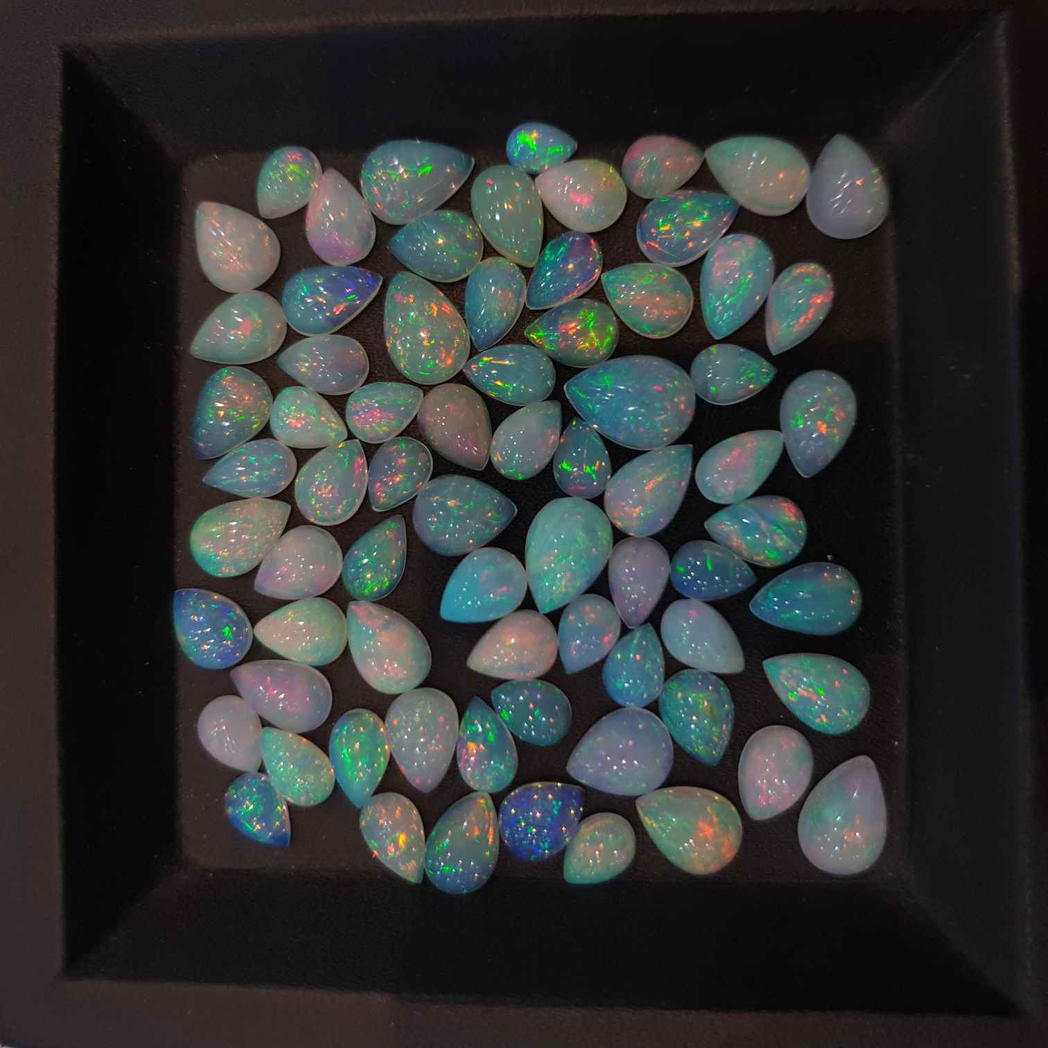 10 Pcs Fire Opal Cabochon Teardrops 7-11 mm Ethiopian Mine Top Flash - The LabradoriteKing