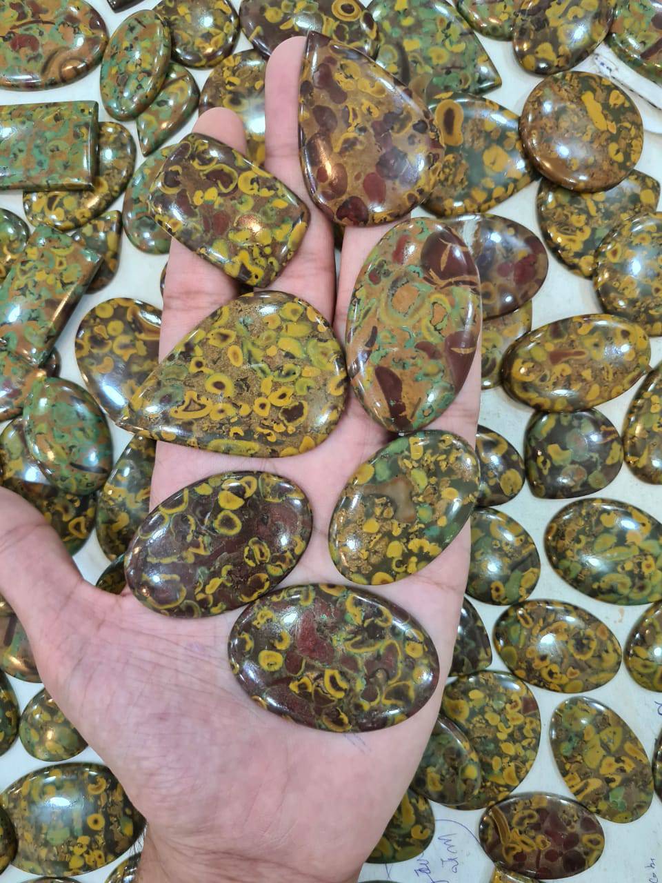 10 Pcs Fruit Jasper Cabochons From India | 35-50mm - The LabradoriteKing