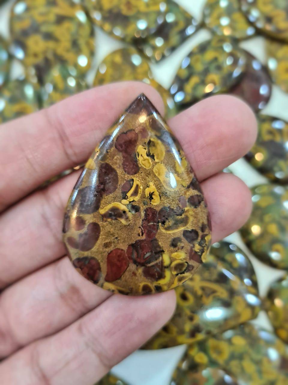 10 Pcs Fruit Jasper Cabochons From India | 35-50mm - The LabradoriteKing