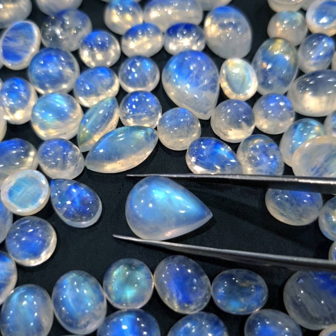 10 Pcs High Quality Moonstone | Mix Shapes Amazing FIRE - The LabradoriteKing