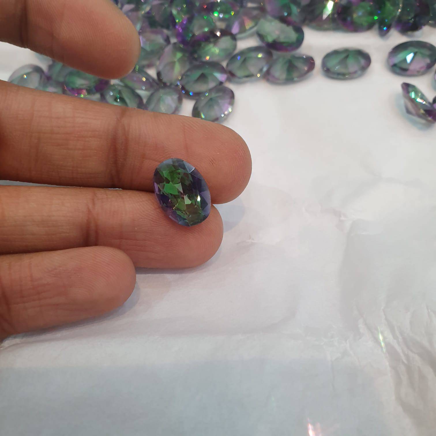 10 Pcs Mystic Topaz Oval 14x10mm Faceted Top Quality - The LabradoriteKing