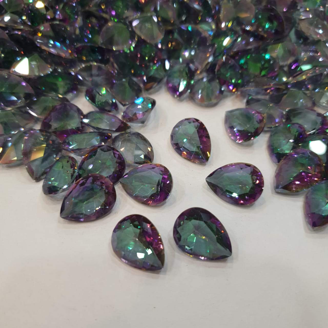 10 Pcs Mystic Topaz Teardrop Pear 16x12mm Faceted Top Quality - The LabradoriteKing