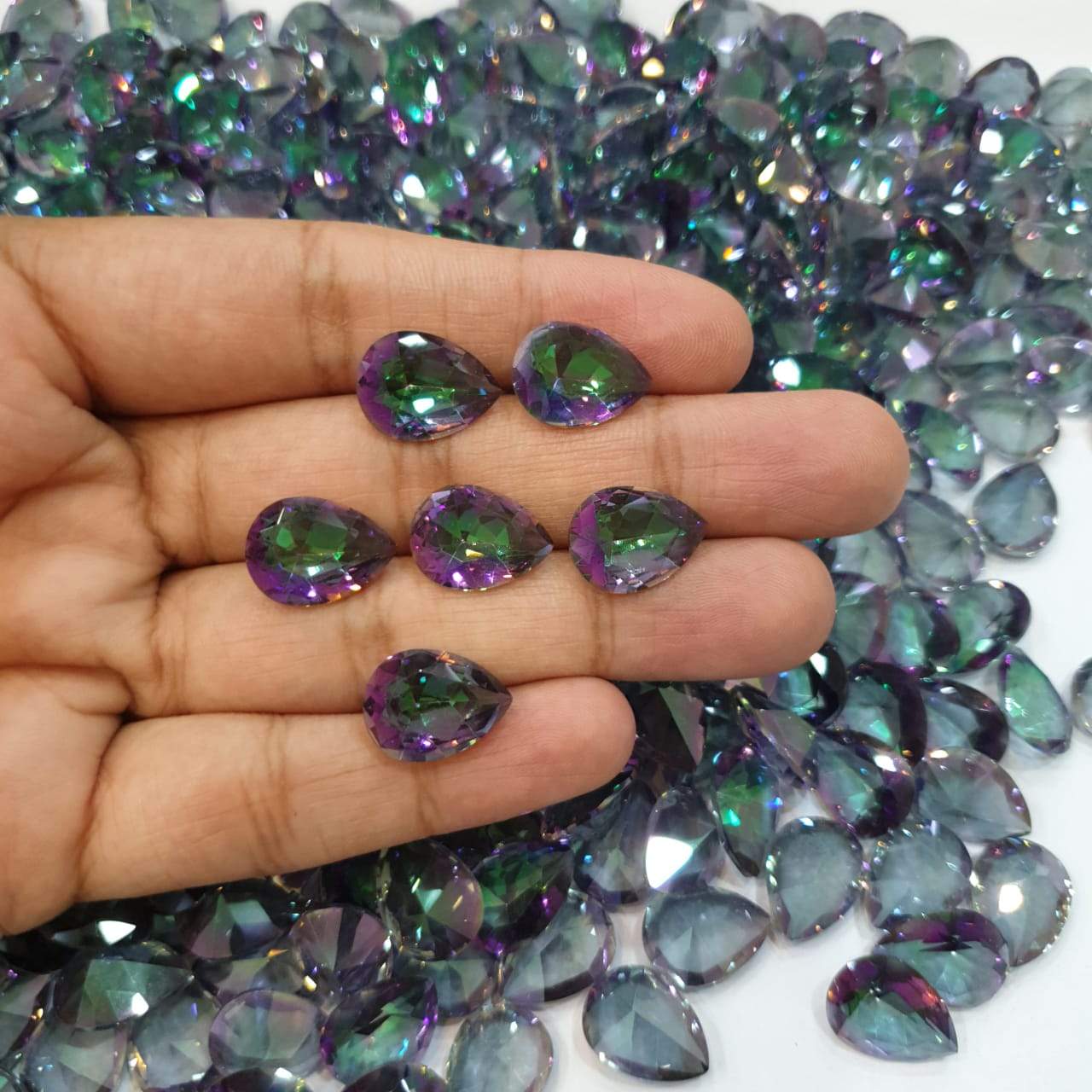 10 Pcs Mystic Topaz Teardrop Pear 16x12mm Faceted Top Quality - The LabradoriteKing