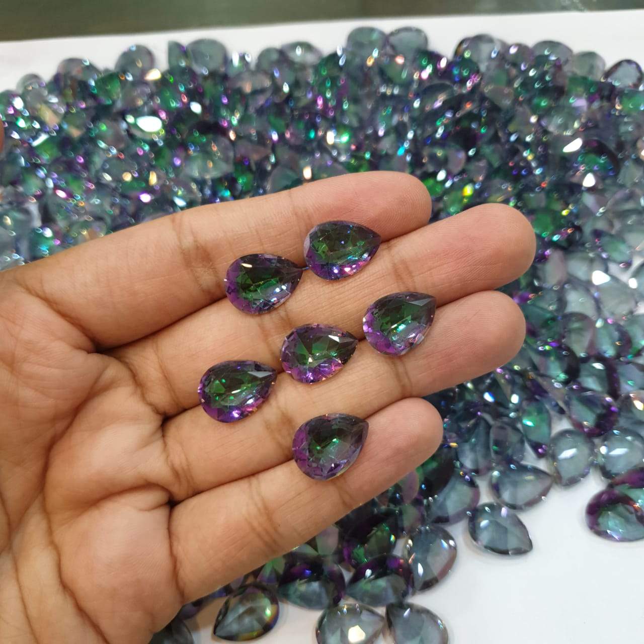 10 Pcs Mystic Topaz Teardrop Pear 16x12mm Faceted Top Quality - The LabradoriteKing