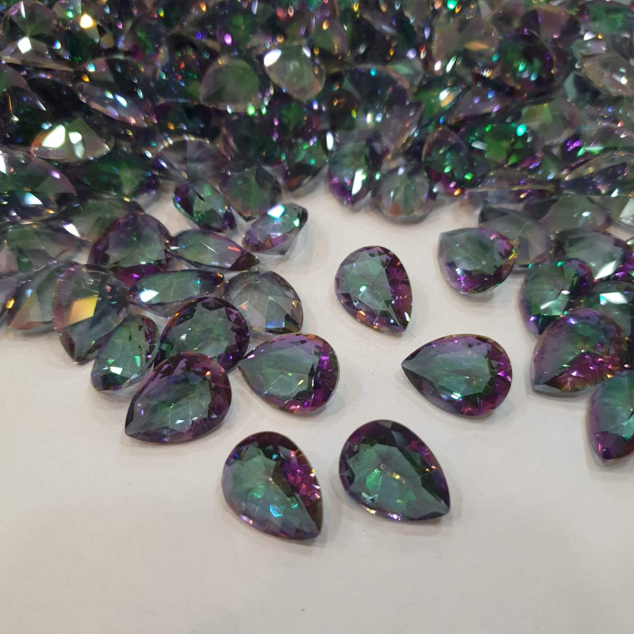 10 Pcs Mystic Topaz Teardrop Pear 16x12mm Faceted Top Quality - The LabradoriteKing