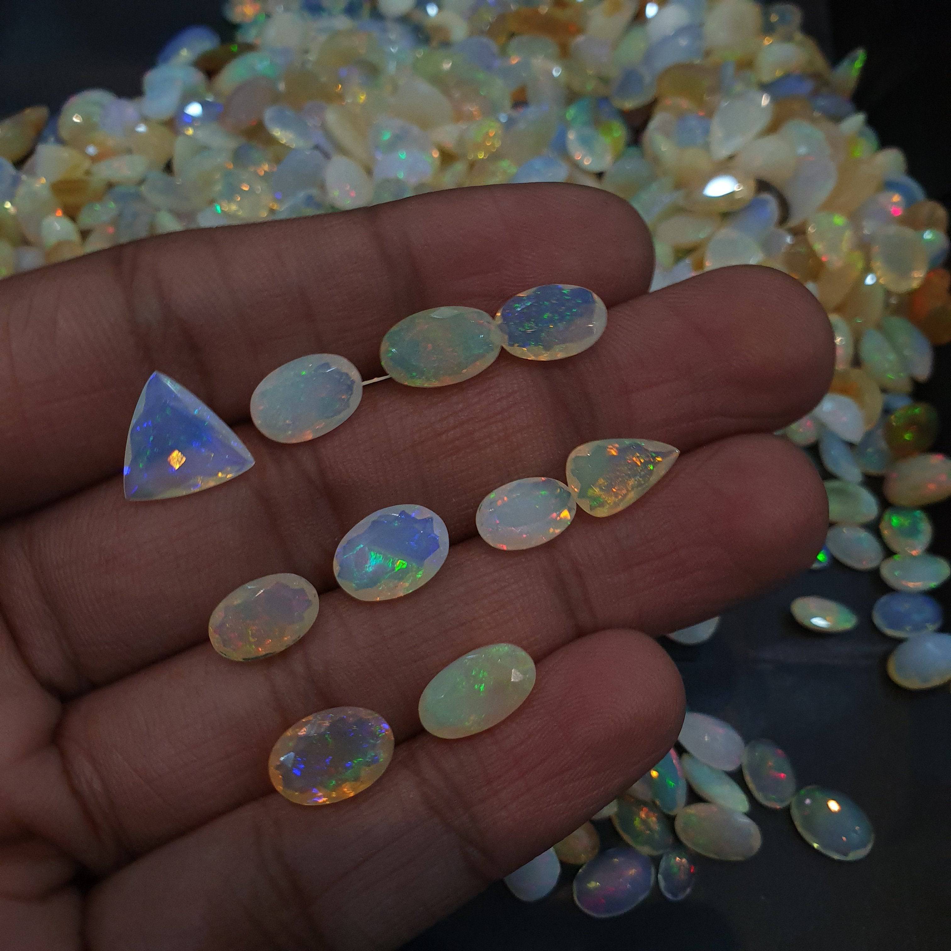 10 Pcs Natural Faceted Opals 10-13mm Size random - The LabradoriteKing