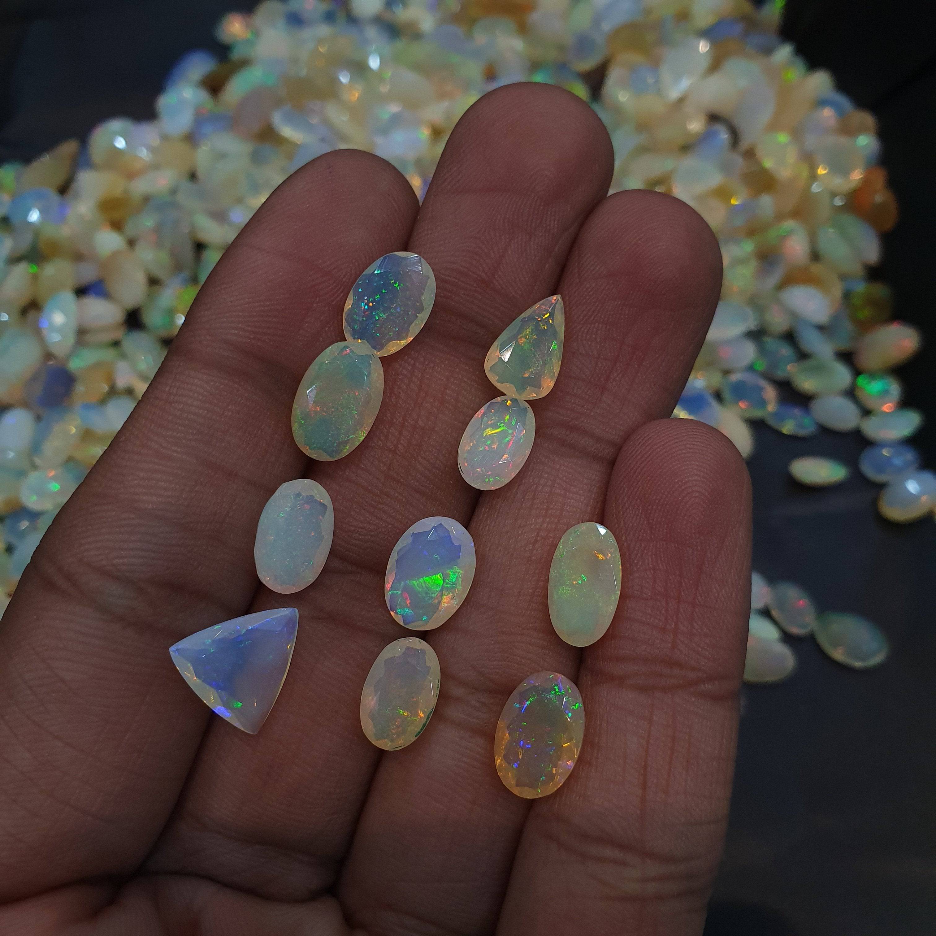 10 Pcs Natural Faceted Opals 10-13mm Size random - The LabradoriteKing