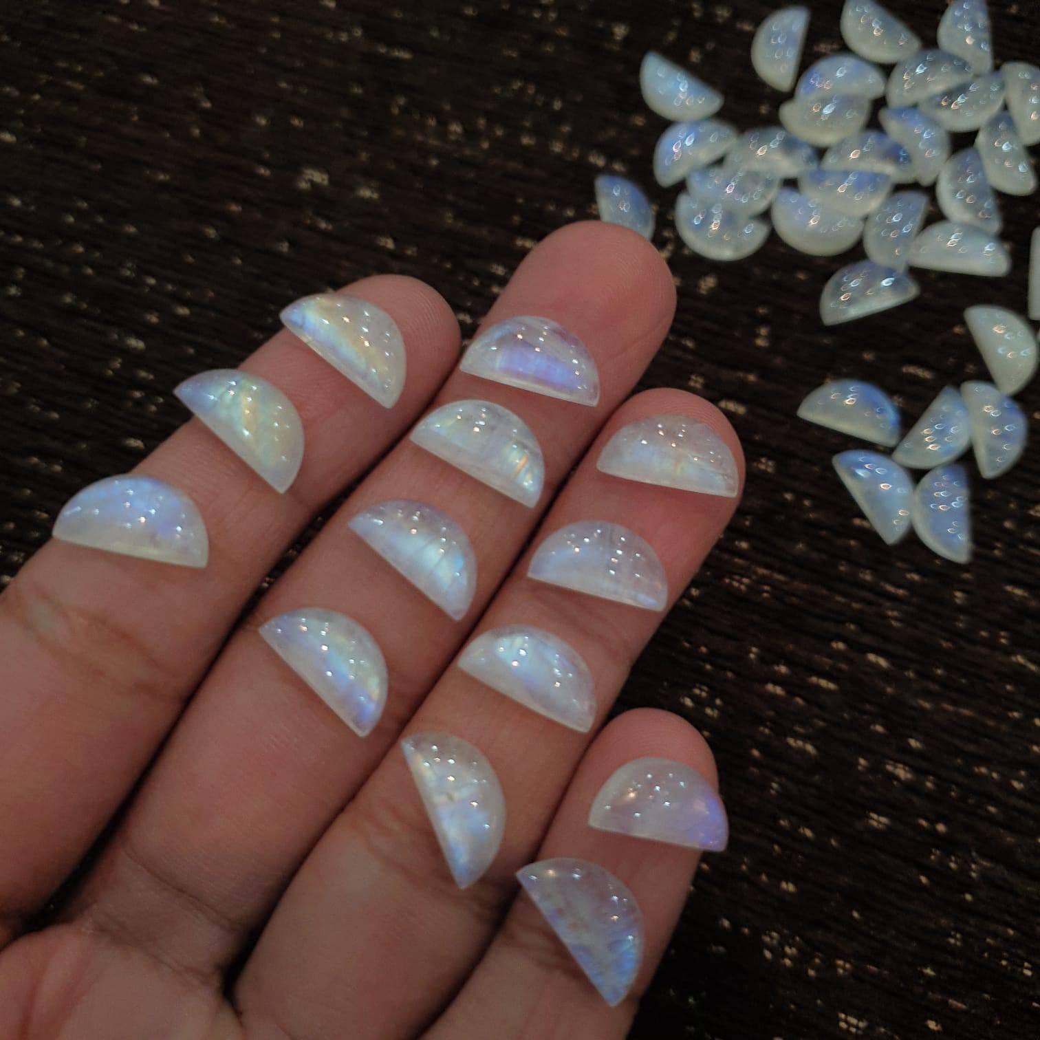 10 Pcs Natural Rainbow Moonstone Moons - The LabradoriteKing