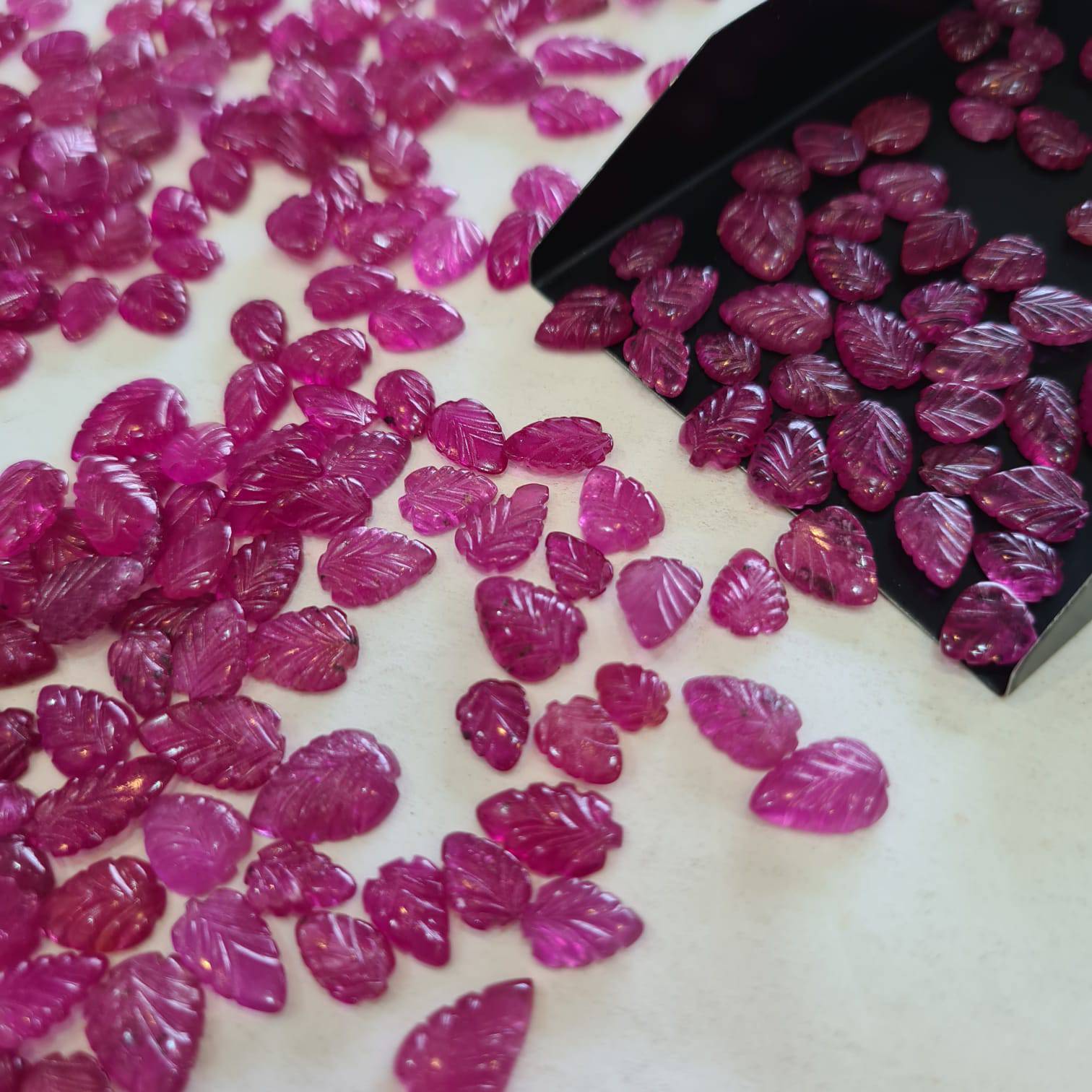 10 Pcs Natural Ruby Carved Leads Big Sizes 8-10mm Ovals African Mined - The LabradoriteKing