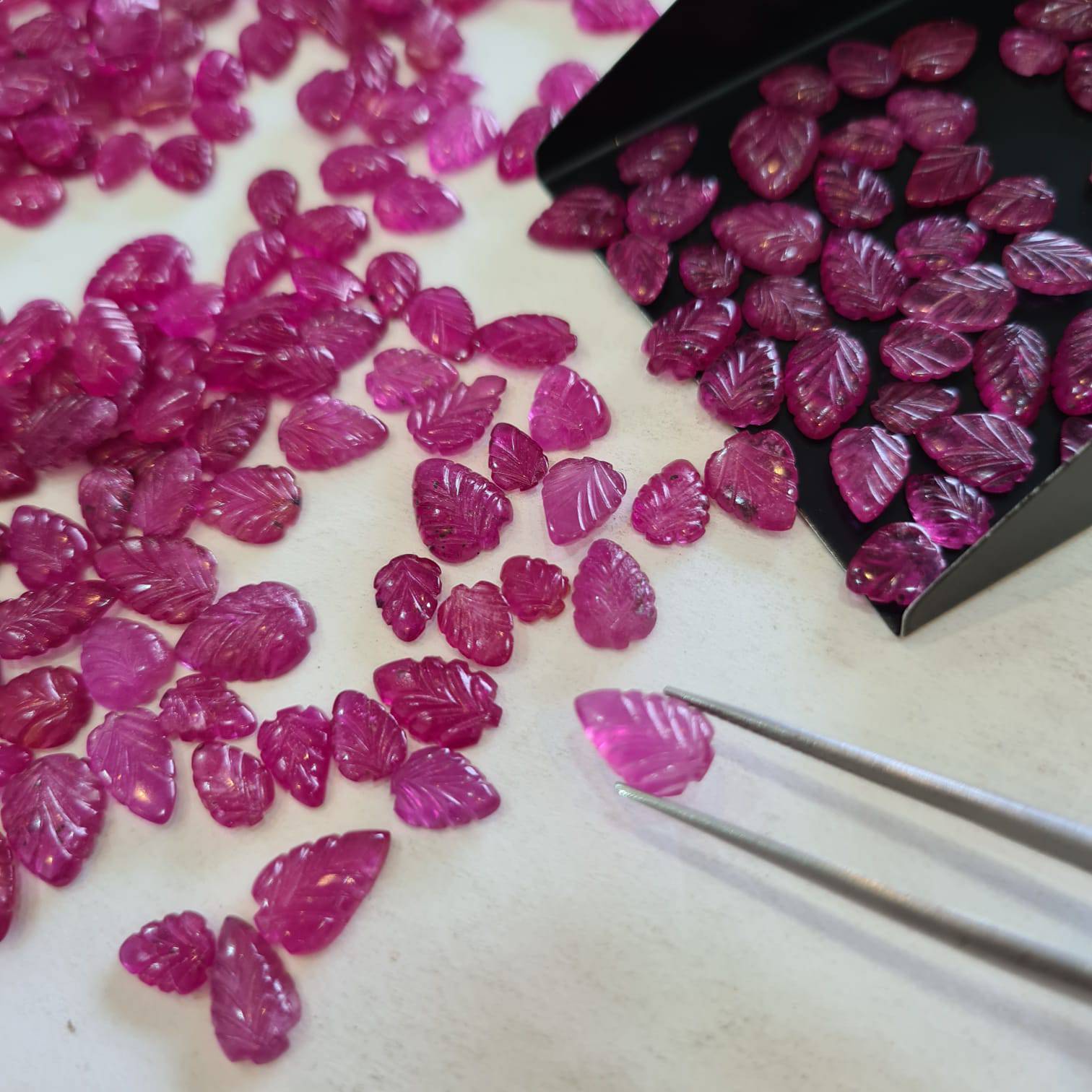 10 Pcs Natural Ruby Carved Leads Big Sizes 8-10mm Ovals African Mined - The LabradoriteKing