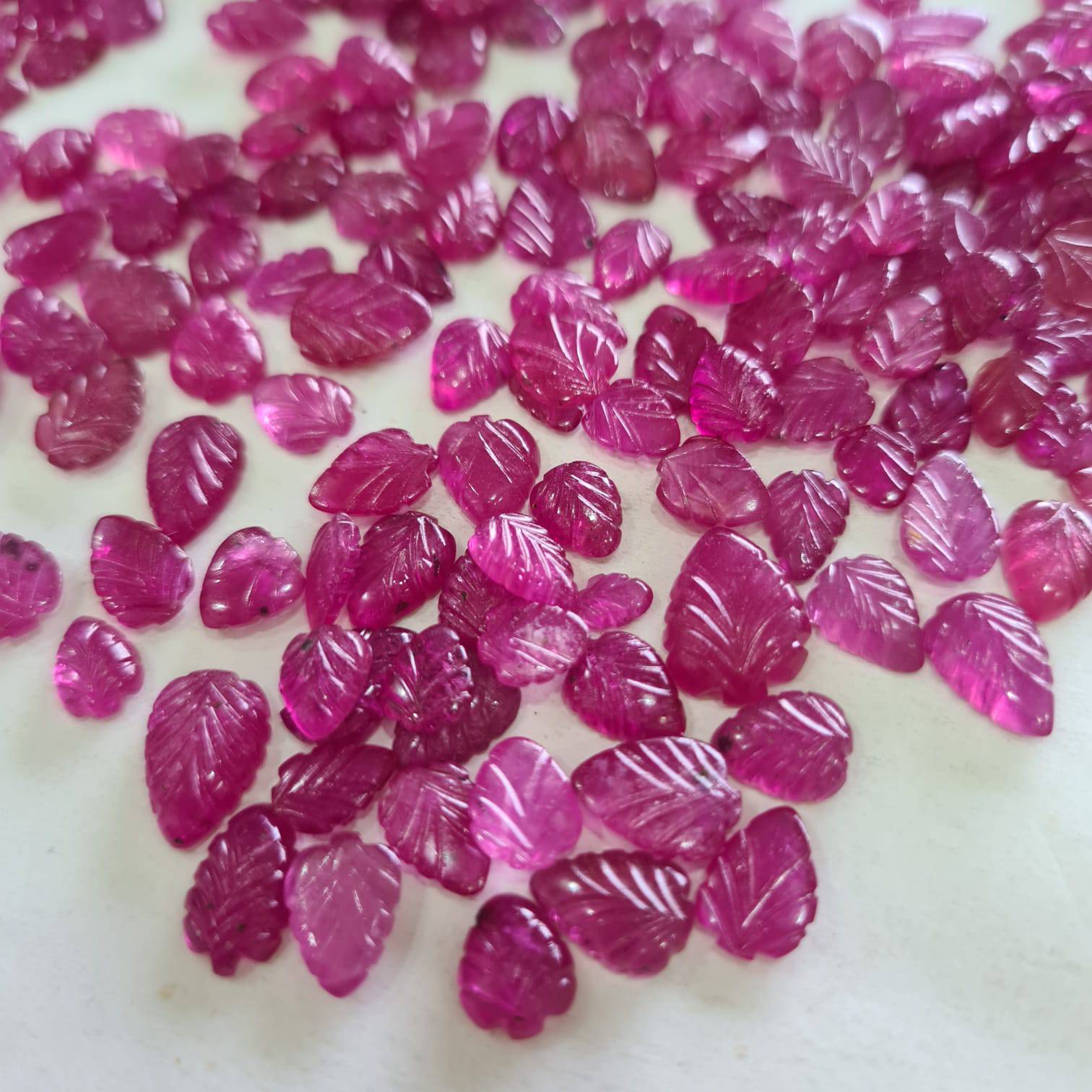 10 Pcs Natural Ruby Carved Leads Big Sizes 8-10mm Ovals African Mined - The LabradoriteKing