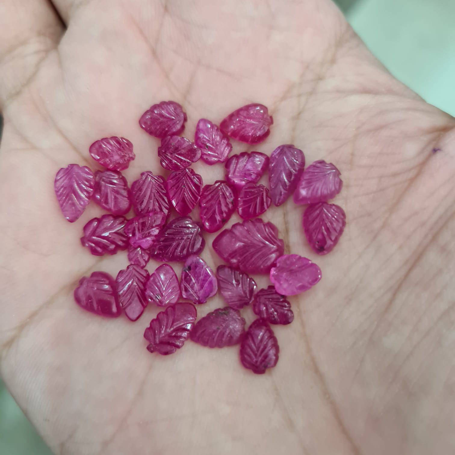 10 Pcs Natural Ruby Carved Leads Big Sizes 8-10mm Ovals African Mined - The LabradoriteKing