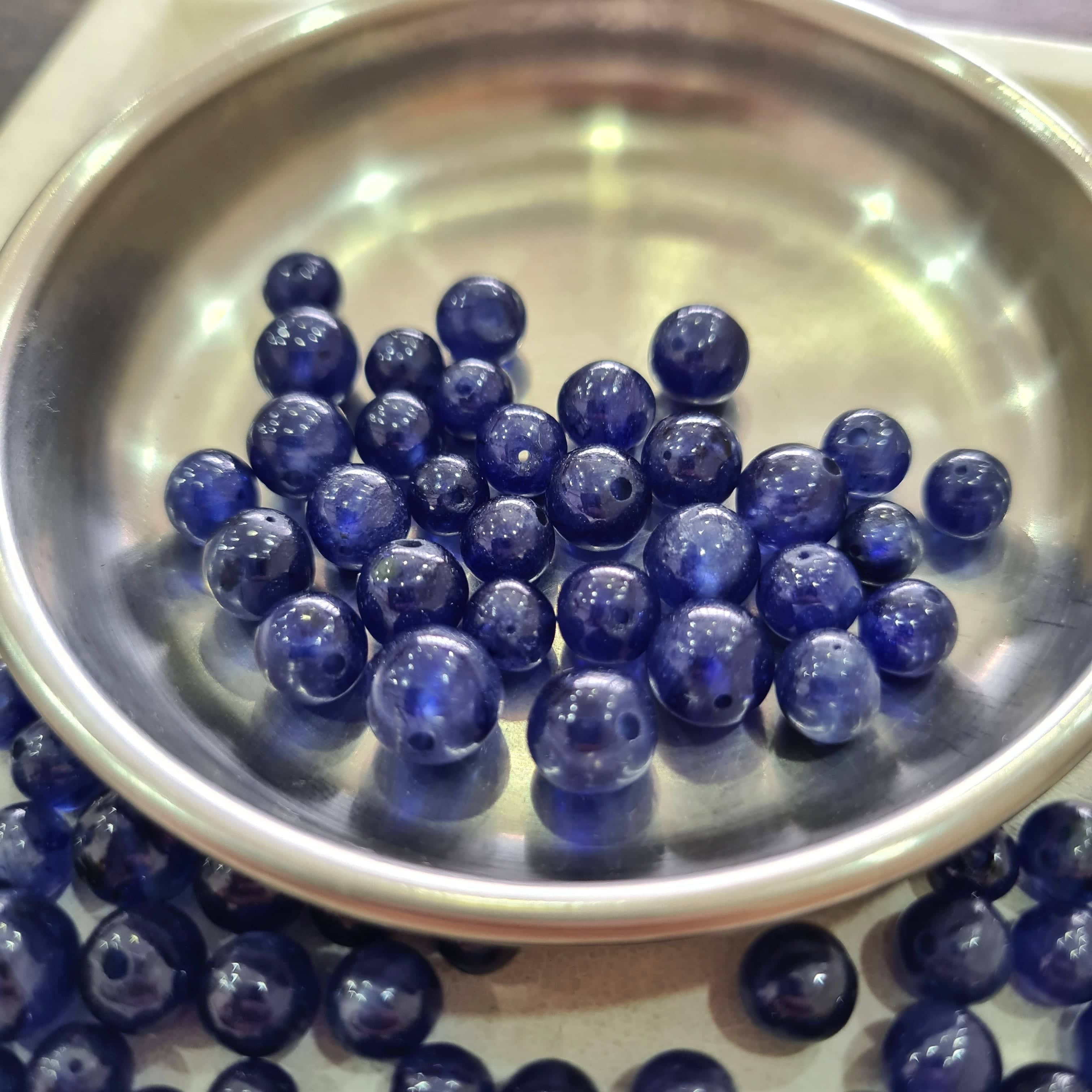 10 Pcs Of Natural Blue Sapphire Sphere Rounds Beads | 4-8mm - The LabradoriteKing