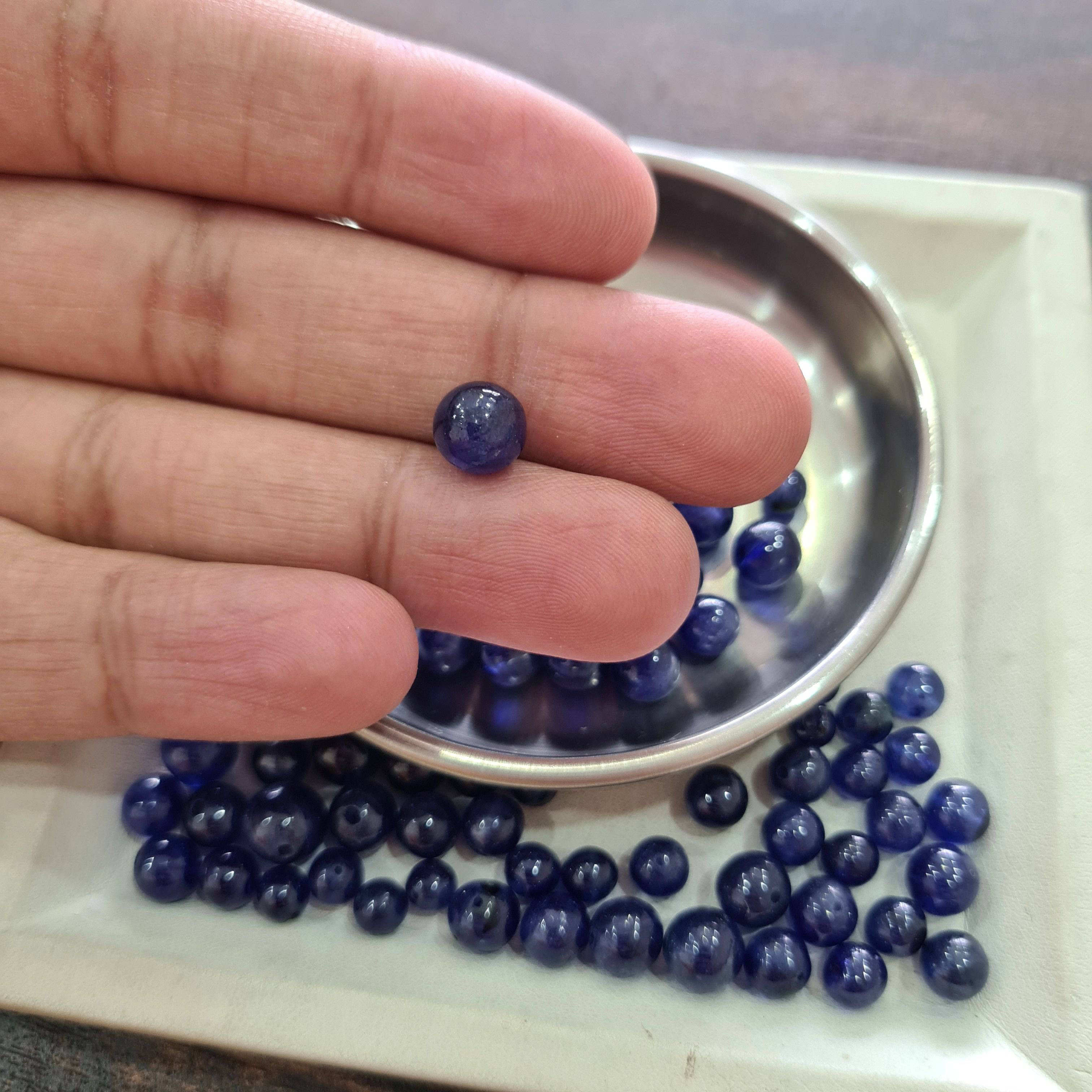 10 Pcs Of Natural Blue Sapphire Sphere Rounds Beads | 4-8mm - The LabradoriteKing
