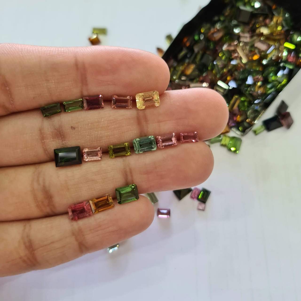 10 Pcs Tourmalines Rectangular | Mix 7-11mm Big Size | Multi Colour - The LabradoriteKing