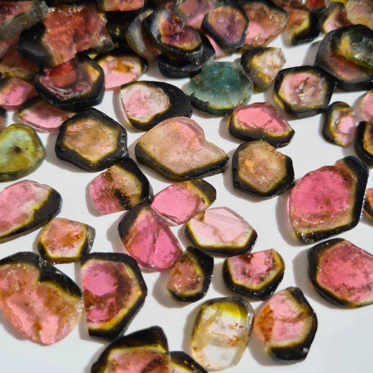 10 Pcs Watermelon Tourmaline slices bigger sizes - The LabradoriteKing