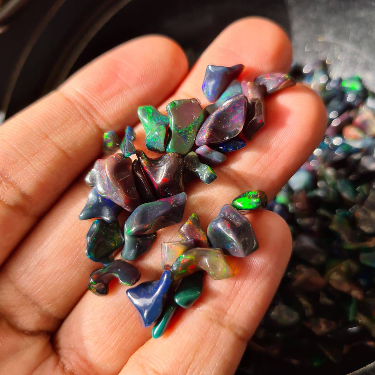 12 Pcs Black Opal Polished Tumbels | Uneven Shapes 5-15mm Sizes - The LabradoriteKing