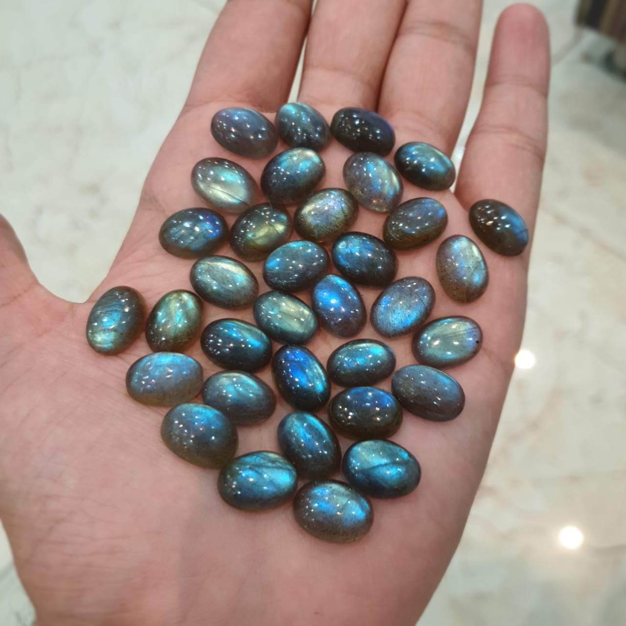 12 Pcs Blue Labradorite Cabochons OVALS | 14x10mm Calibrated - The LabradoriteKing