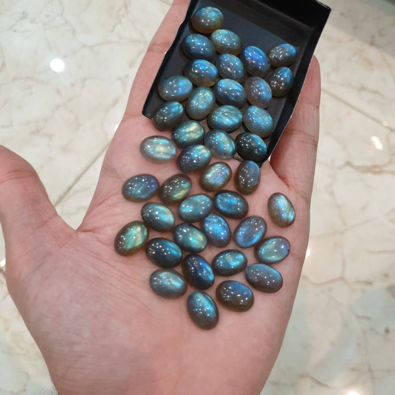 12 Pcs Blue Labradorite Cabochons OVALS | 14x10mm Calibrated - The LabradoriteKing