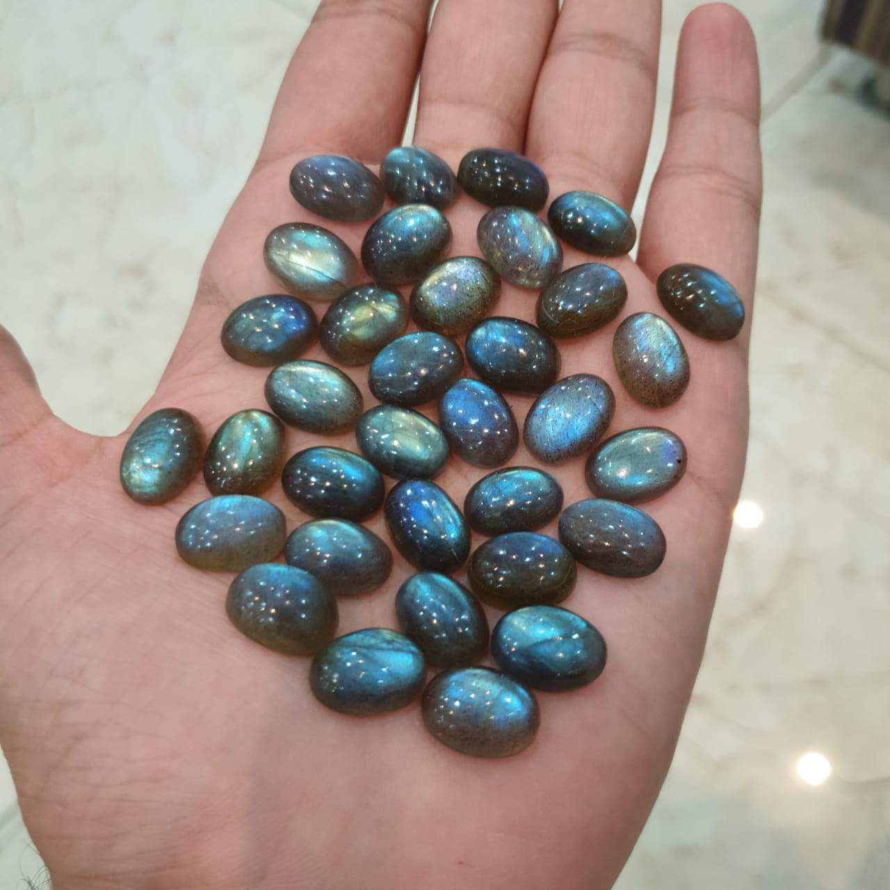 12 Pcs Blue Labradorite Cabochons OVALS | 14x10mm Calibrated - The LabradoriteKing