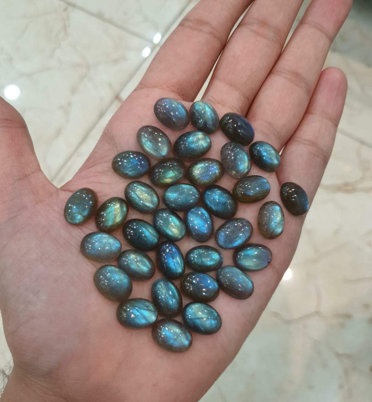 12 Pcs Blue Labradorite Cabochons OVALS | 14x10mm Calibrated - The LabradoriteKing