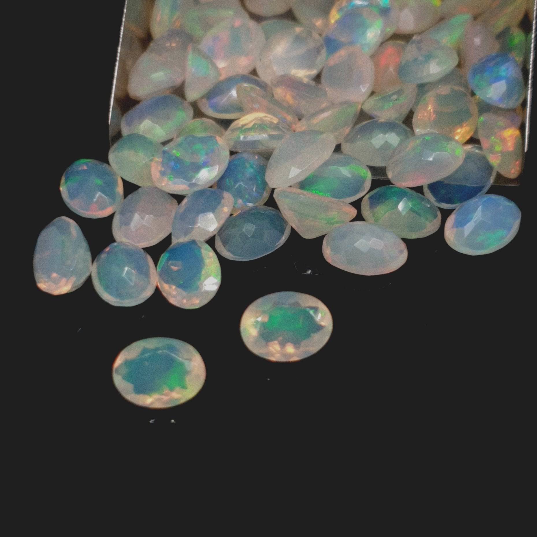 12 Pcs Faceted Fire Opals 6x4mm Ovals | Great Fire . - The LabradoriteKing