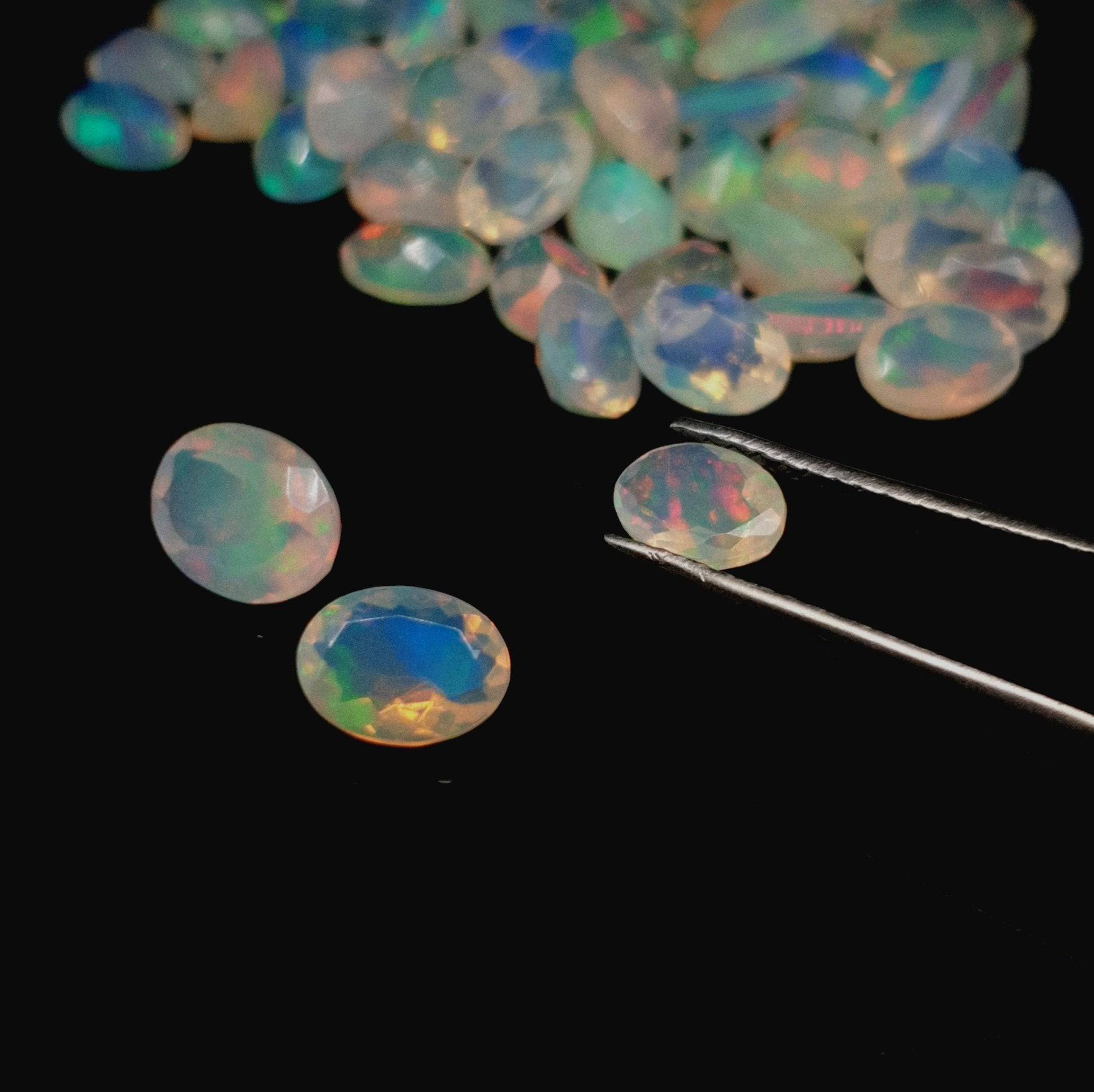 12 Pcs Faceted Fire Opals 6x4mm Ovals | Great Fire . - The LabradoriteKing