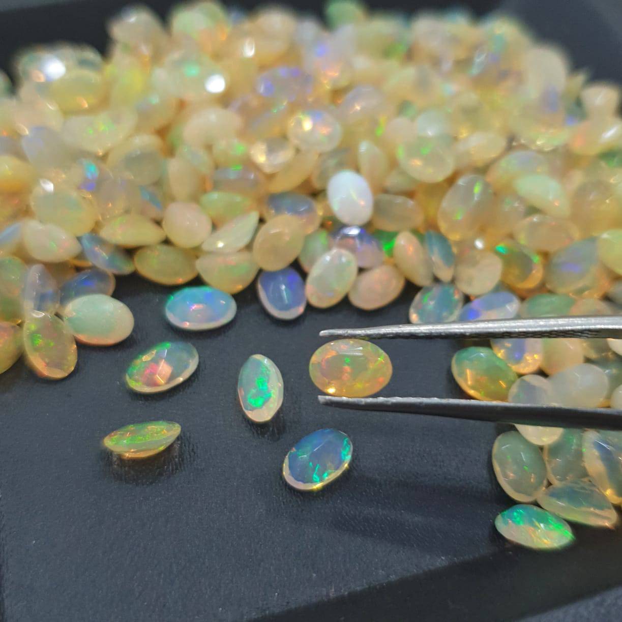 12 Pcs Faceted Fire Opals 7x5mm Ovals | Great Fire - The LabradoriteKing