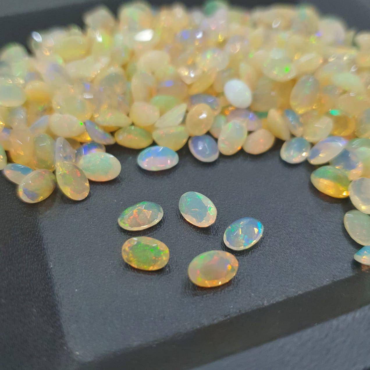 12 Pcs Faceted Fire Opals 7x5mm Ovals | Great Fire - The LabradoriteKing