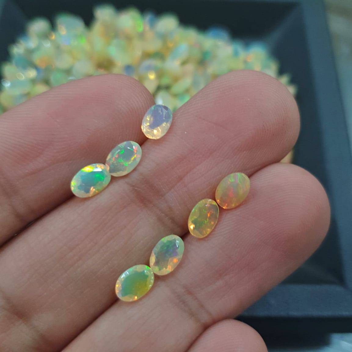 12 Pcs Faceted Fire Opals 7x5mm Ovals | Great Fire - The LabradoriteKing