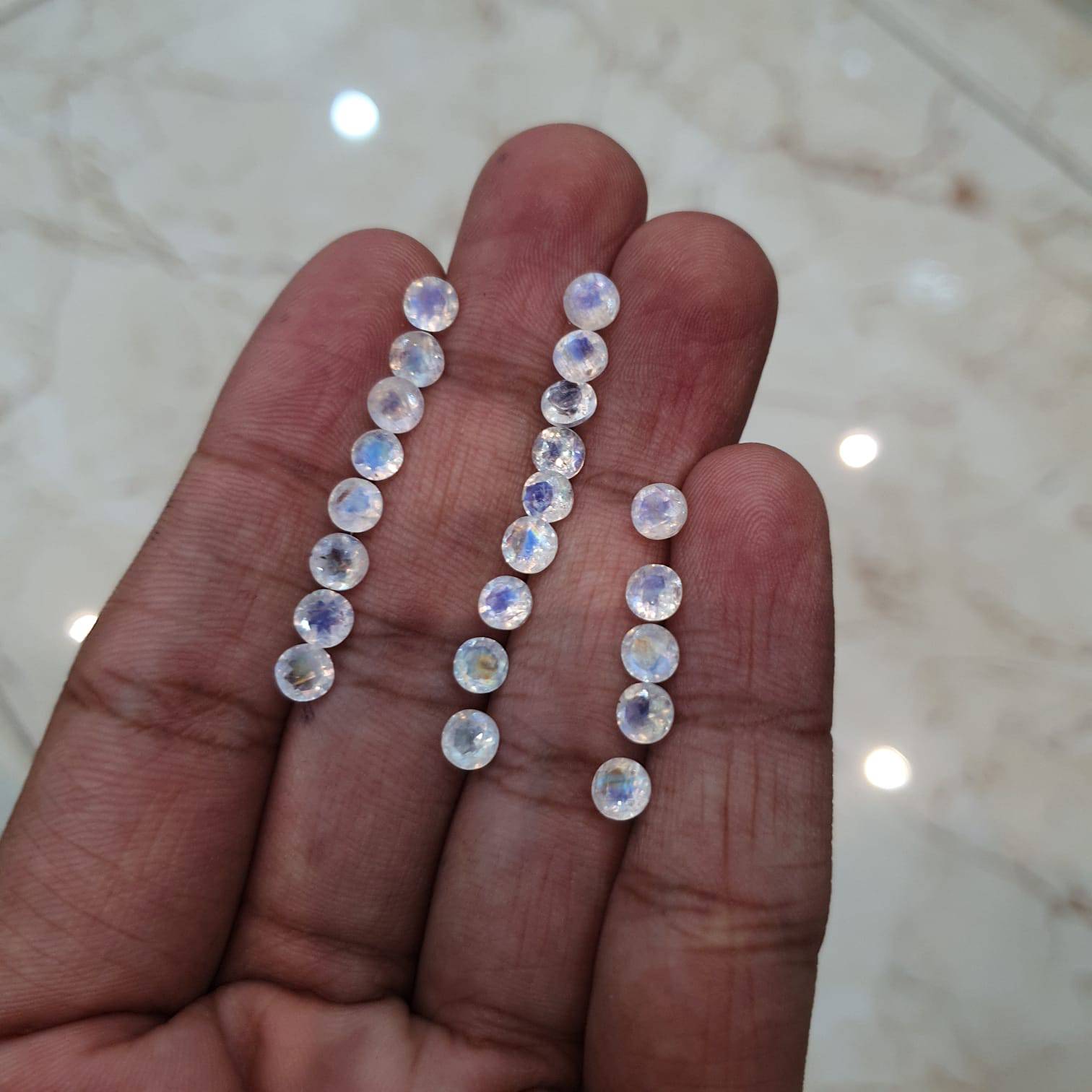 12 Pcs Moonstone 6mm Round Lot Untreated Faceted - The LabradoriteKing