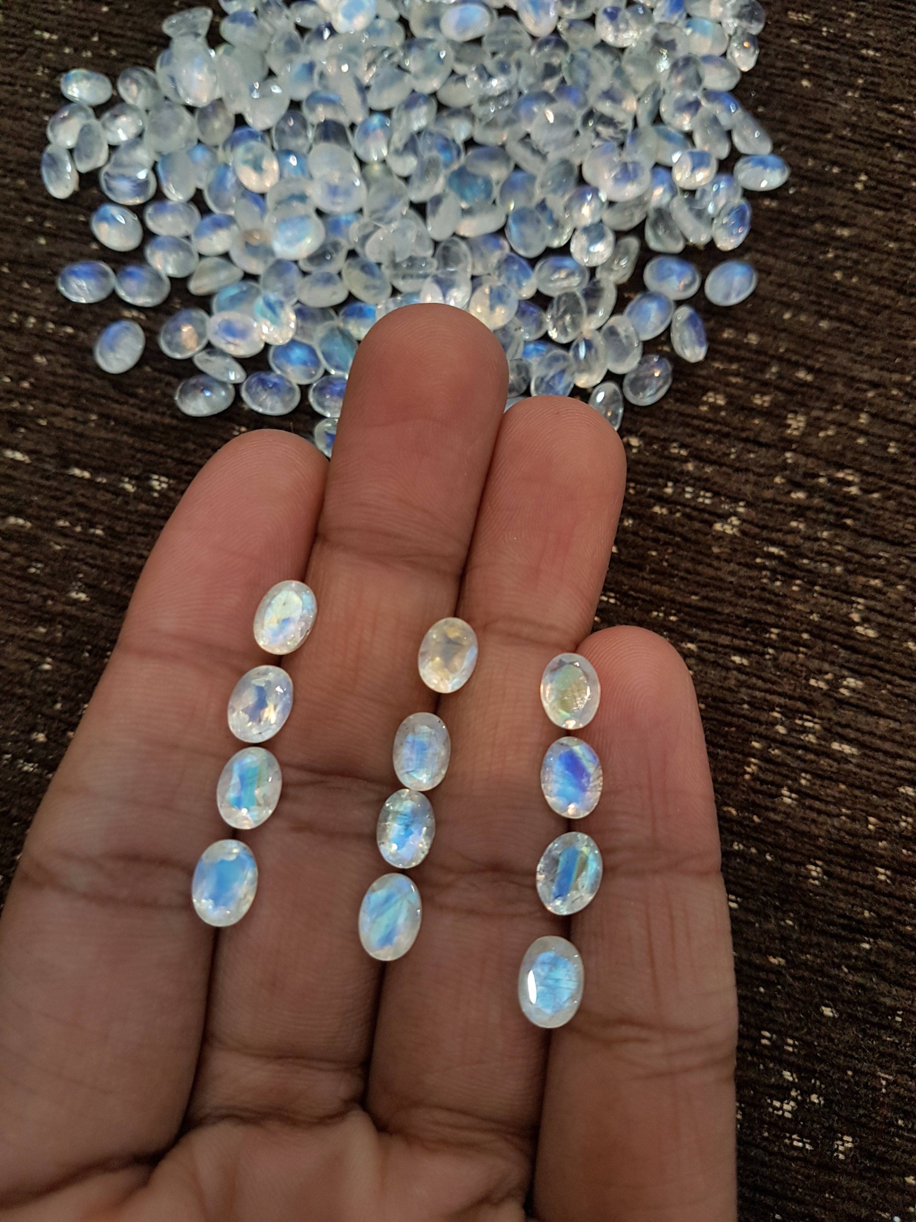 12 Pcs Moonstone Faceted Ovals Calibrated | 6x4mm, 7x5mm, 8x6mm - The LabradoriteKing