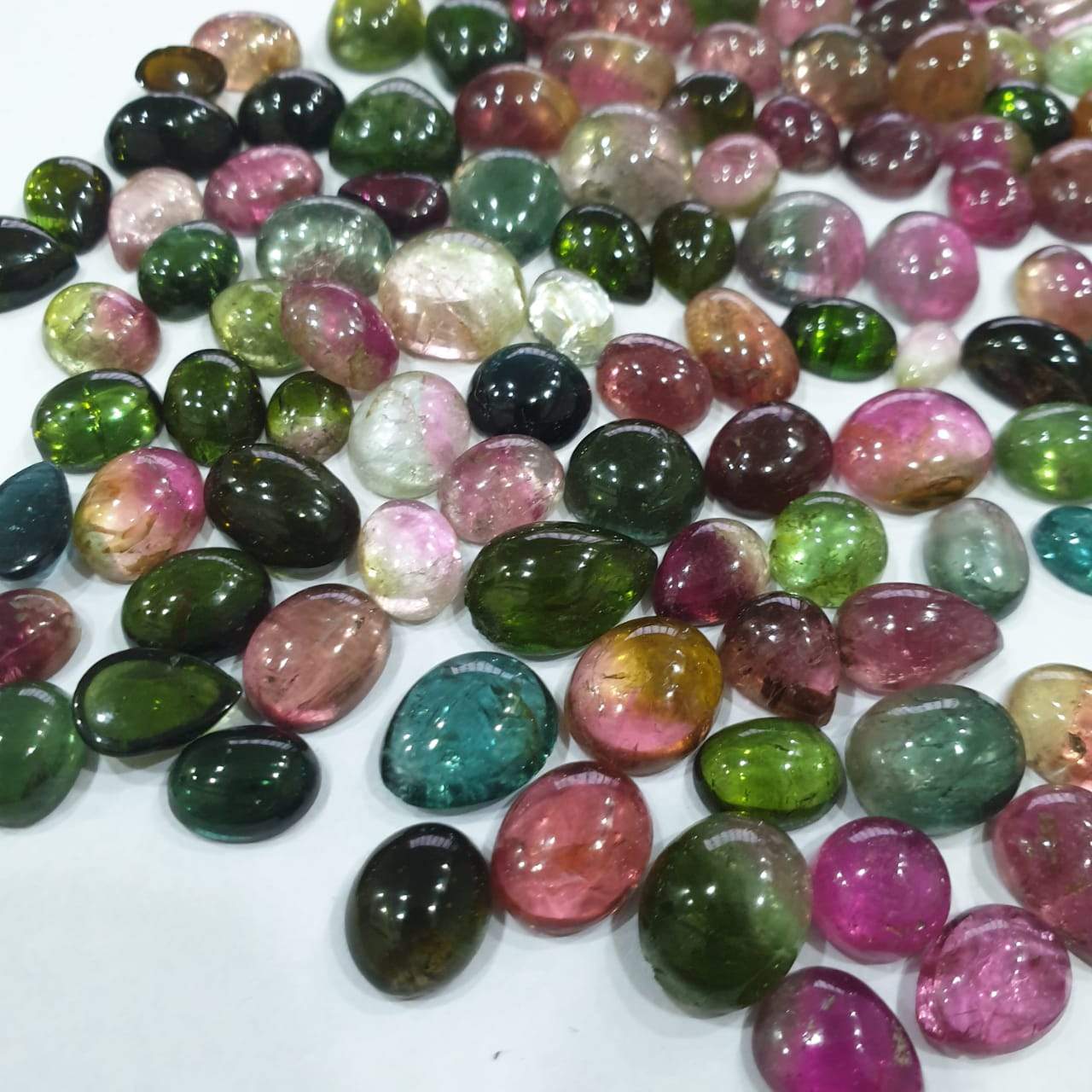 12 Pcs Multi-Colour/  Tourmaline Cabochons 8-10mm - The LabradoriteKing