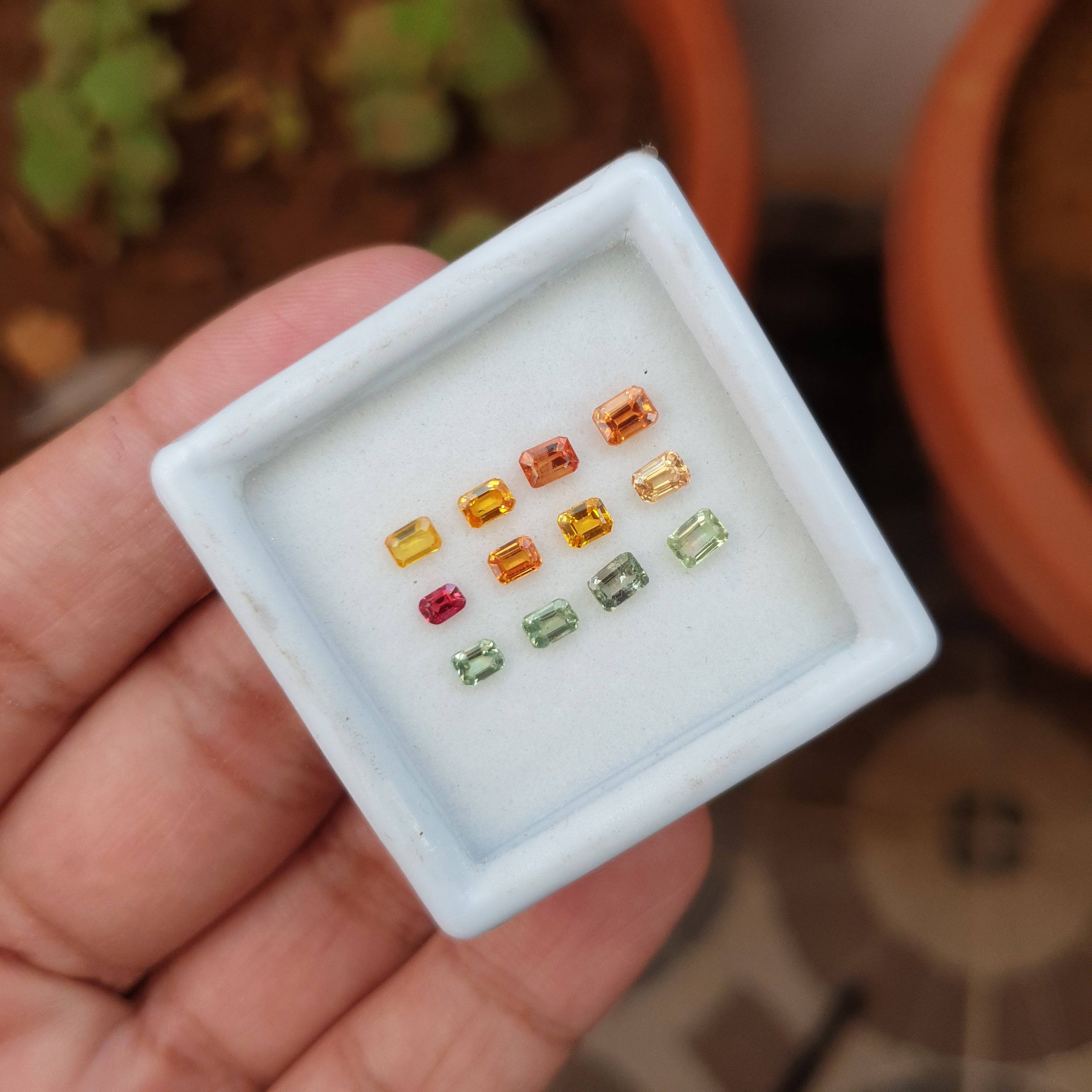 12 Pcs Natural Multi Sapphire Faceted Gemstones Rectangle Shape, 3-4mm - The LabradoriteKing