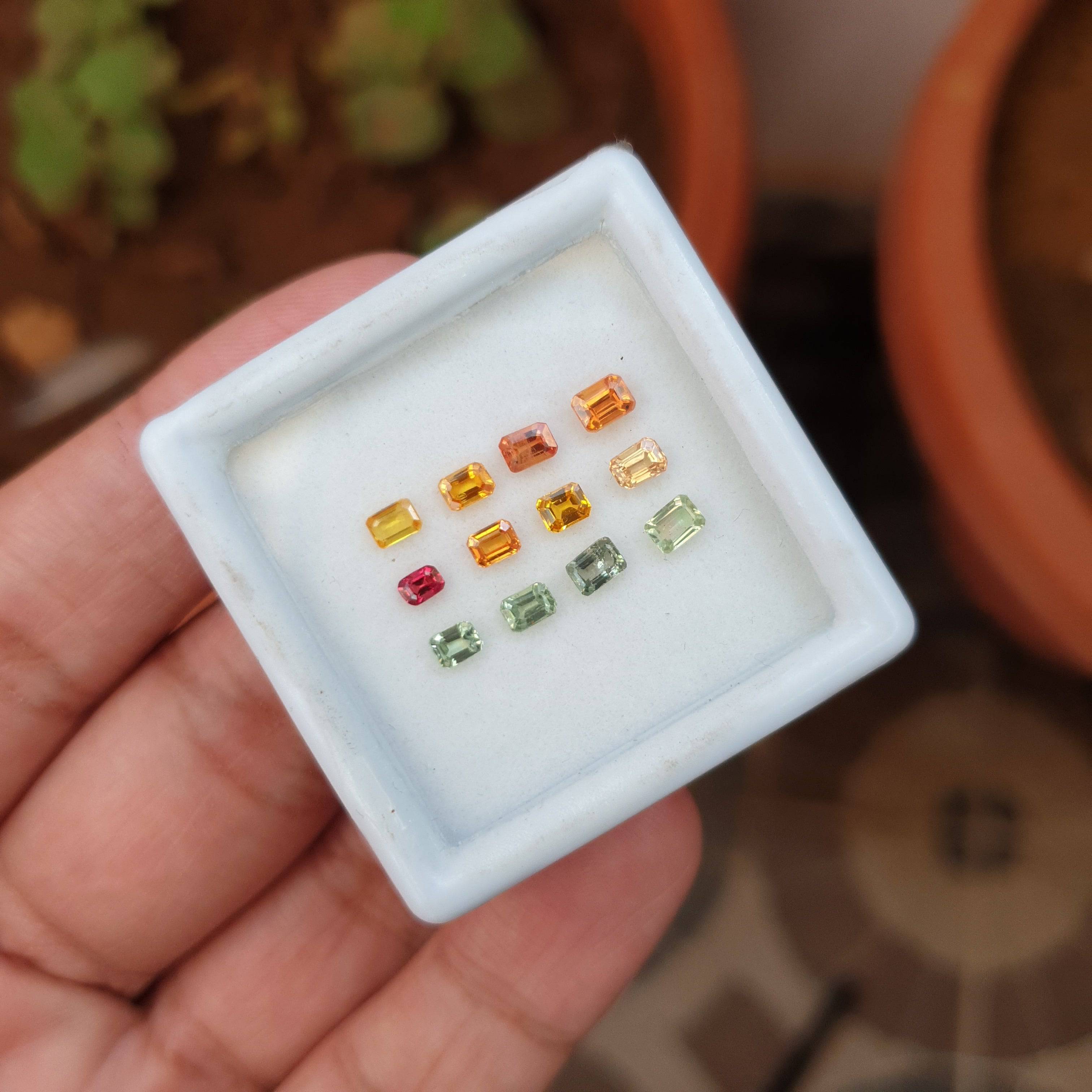 12 Pcs Natural Multi Sapphire Faceted Gemstones Rectangle Shape, 3-4mm - The LabradoriteKing