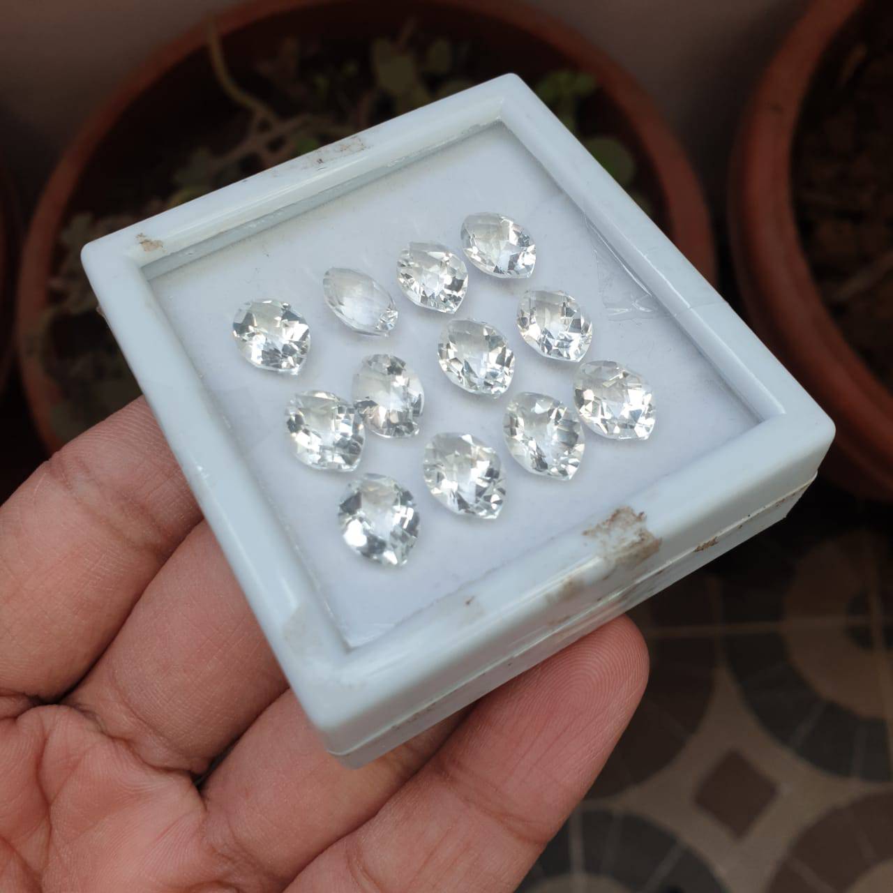 🔥 12 Pcs Natural White Topaz Faceted Gemstones | Faceted Marquise shape, Size:11mm - The LabradoriteKing