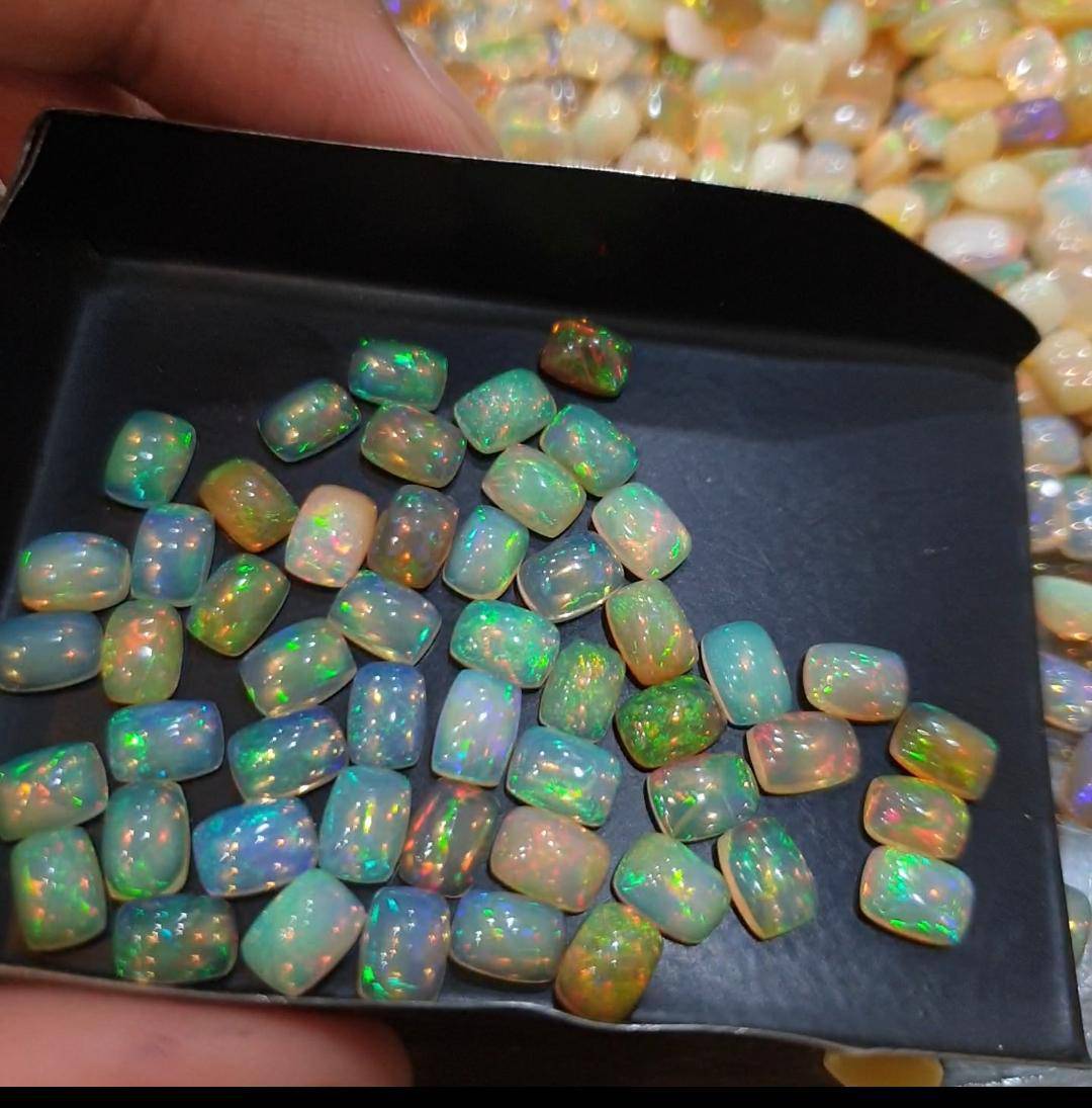 12 Pcs Rectangle Opals 7mm Cabochons brilliant Fire - The LabradoriteKing