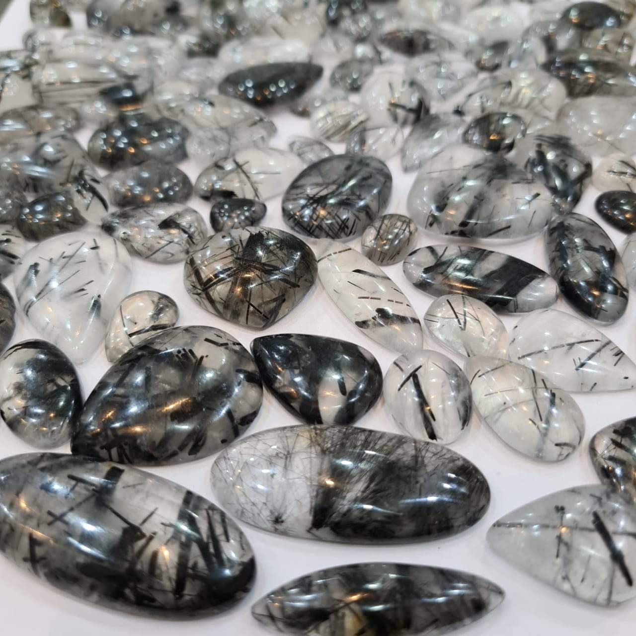 12 Pcs Rutilated Quartz | Good Quality 20-50mm Cabochons - The LabradoriteKing