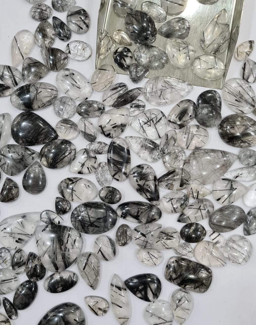 12 Pcs Rutilated Quartz | Good Quality 20-50mm Cabochons - The LabradoriteKing