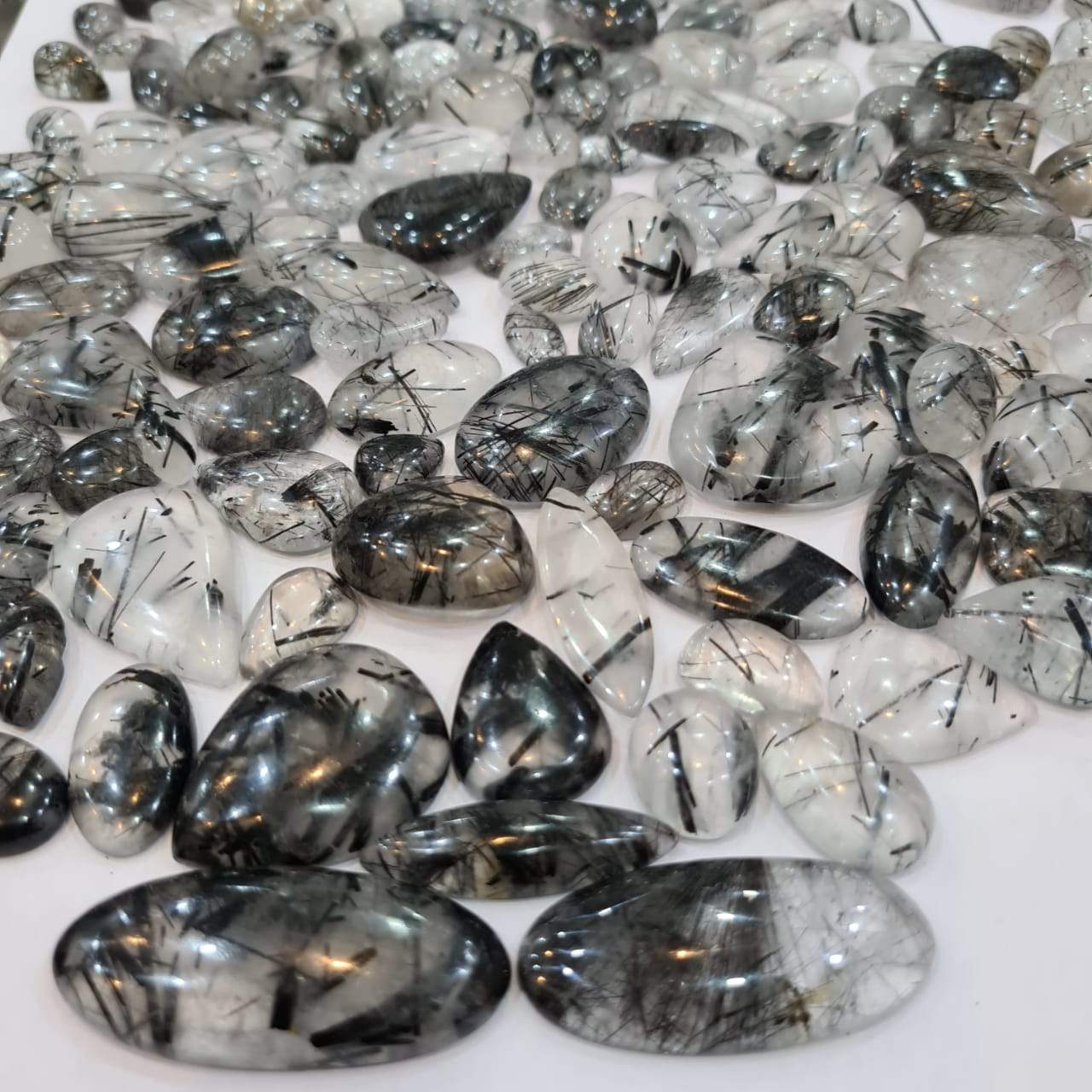 12 Pcs Rutilated Quartz | Good Quality 20-50mm Cabochons - The LabradoriteKing