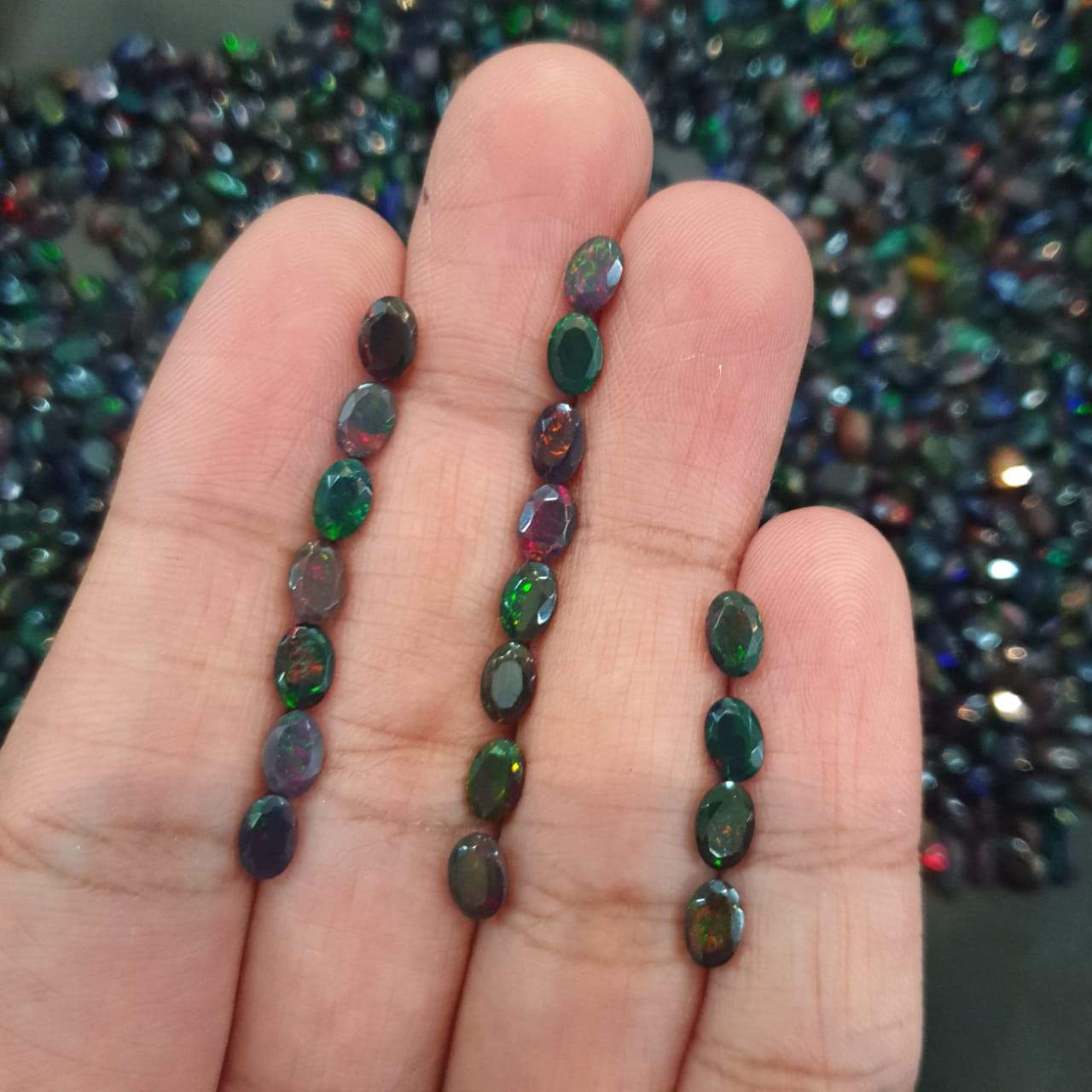 14 Pcs Natural Black Opal Ovals | Faceted in 6x4mm or 7x5mm Ovals - The LabradoriteKing