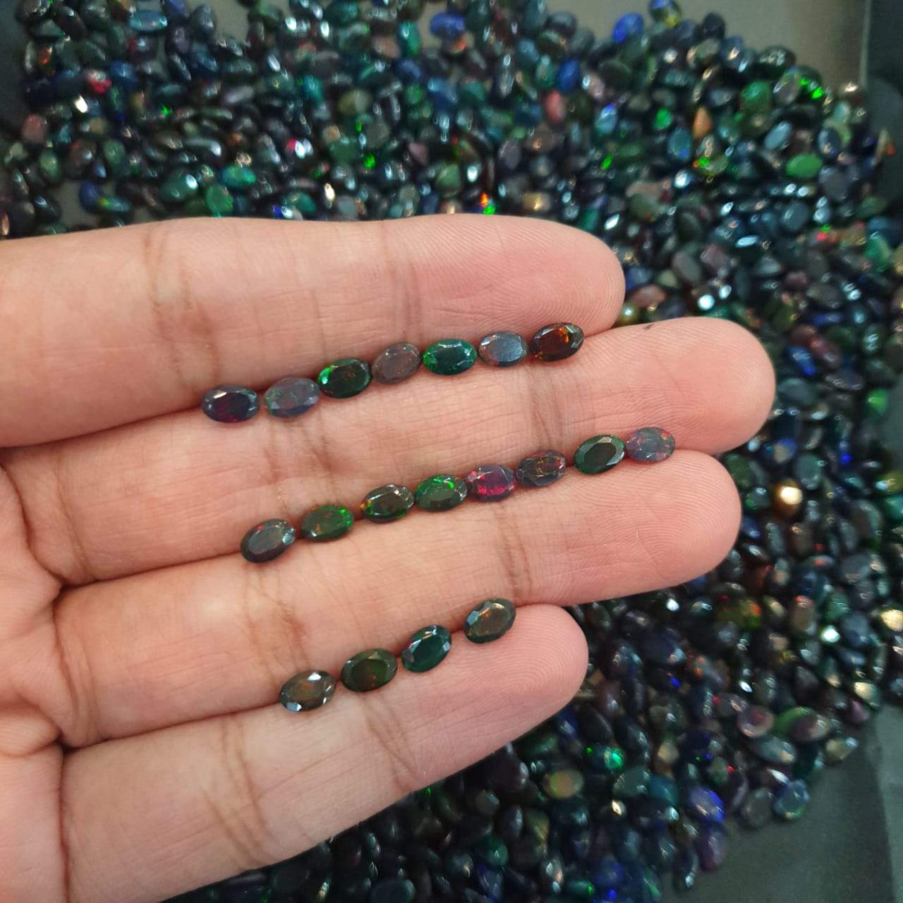 14 Pcs Natural Black Opal Ovals | Faceted in 6x4mm or 7x5mm Ovals - The LabradoriteKing