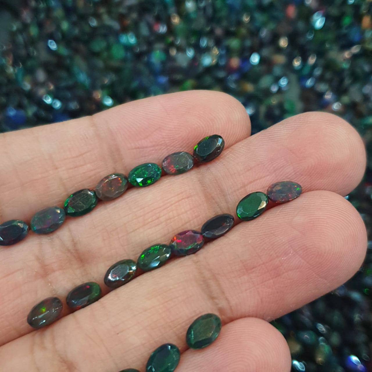 14 Pcs Natural Black Opal Ovals | Faceted in 6x4mm or 7x5mm Ovals - The LabradoriteKing