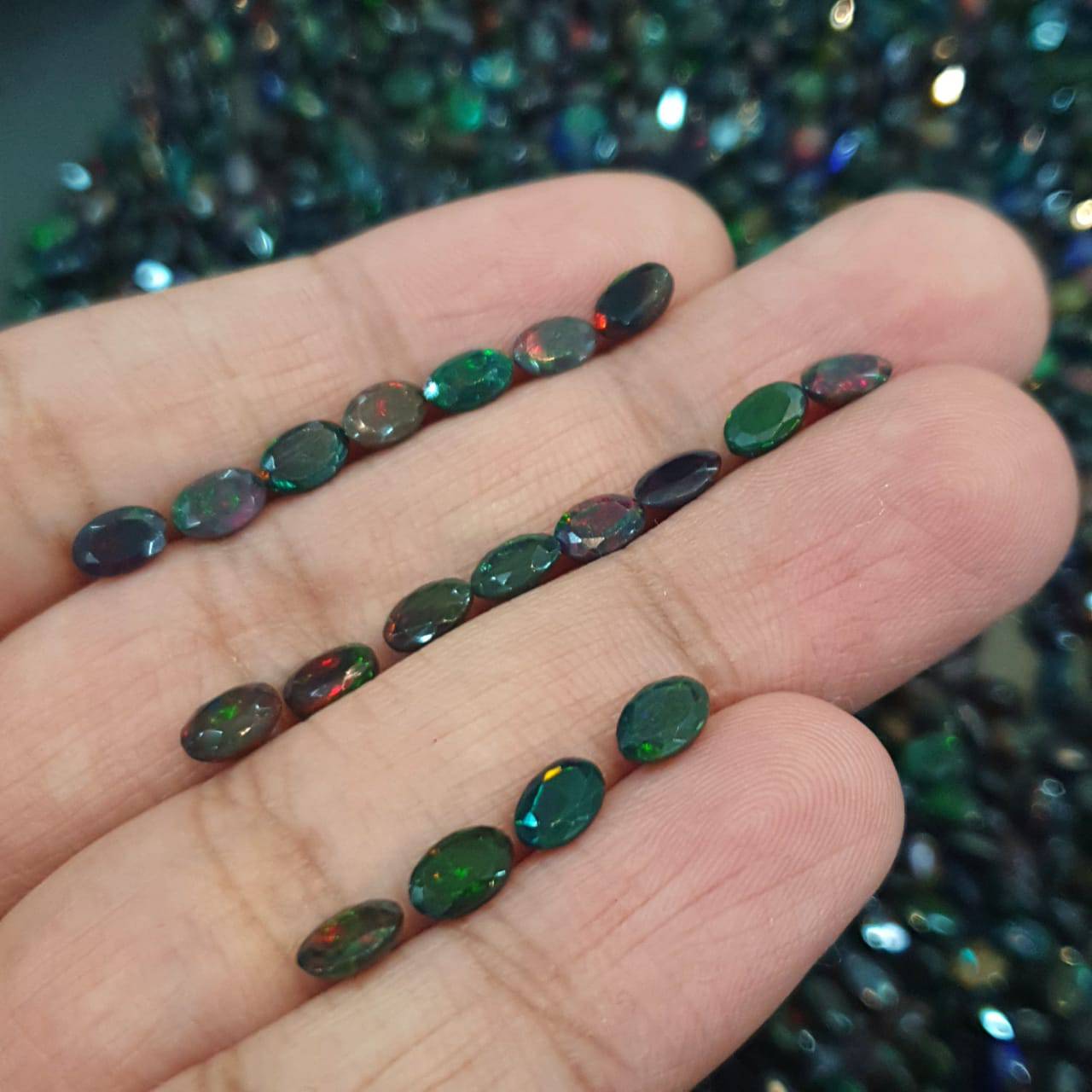 14 Pcs Natural Black Opal Ovals | Faceted in 6x4mm or 7x5mm Ovals - The LabradoriteKing